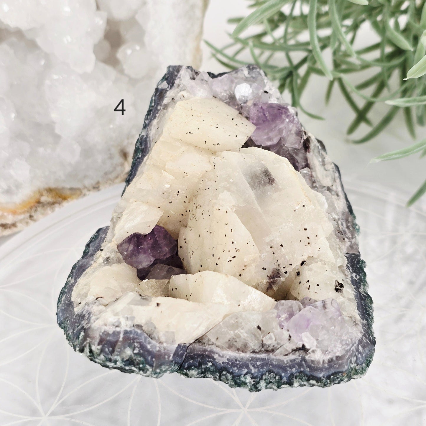 Amethyst with Calcite Crystal Cluster - You Choose #3 variant 4 labeled