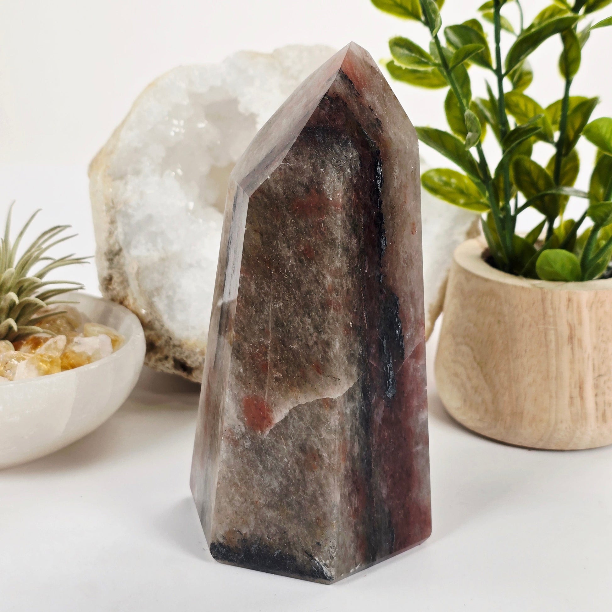 Hematoid Quartz Polished Crystal Point - One-of-a-Kind side view