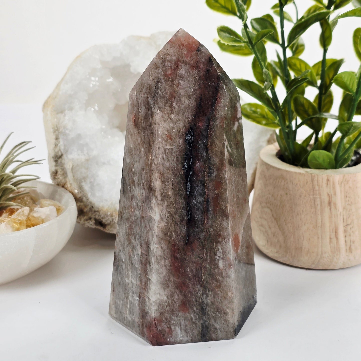 Hematoid Quartz Polished Crystal Point - One-of-a-Kind back view