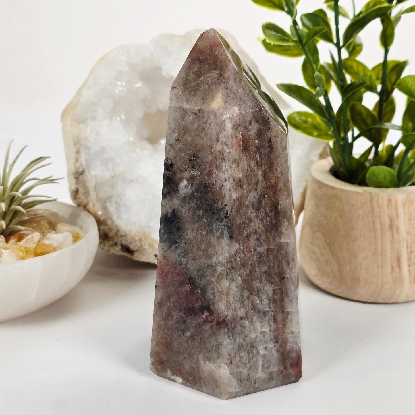 Hematoid Quartz Polished Crystal Point - One-of-a-Kind side view