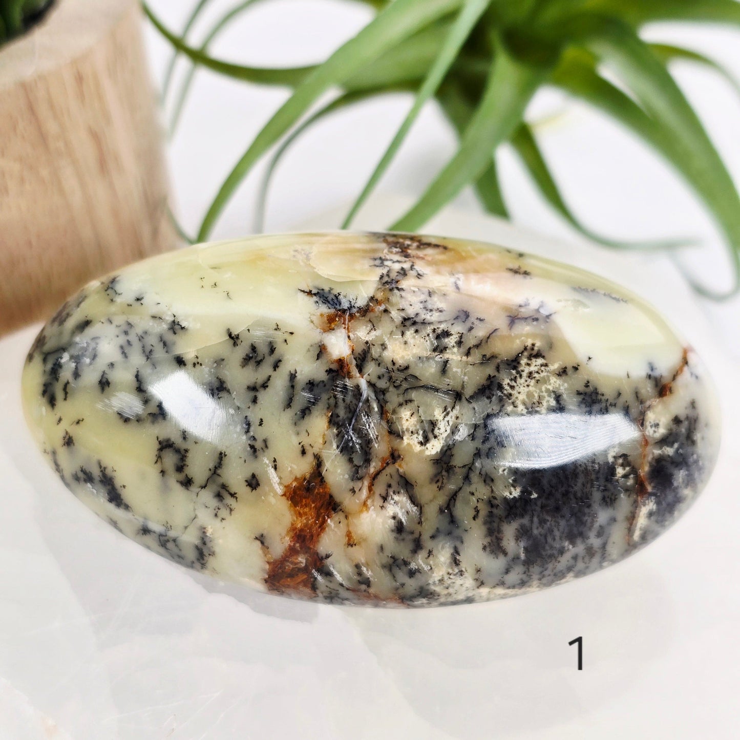 Dendritic Opal Crystal - Large Tumbled Stone - YOU CHOOSE variant 1 labeled
