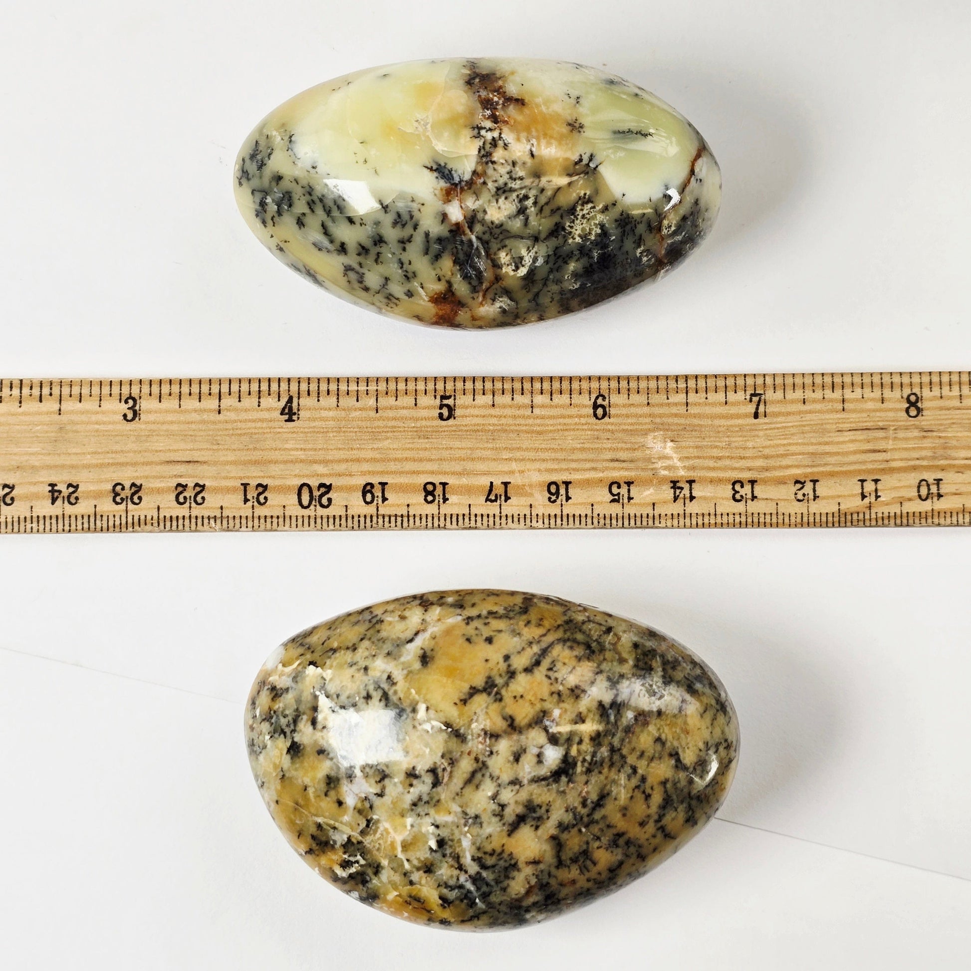 Dendritic Opal Crystal - Large Tumbled Stone - YOU CHOOSE both variants with ruler for size reference