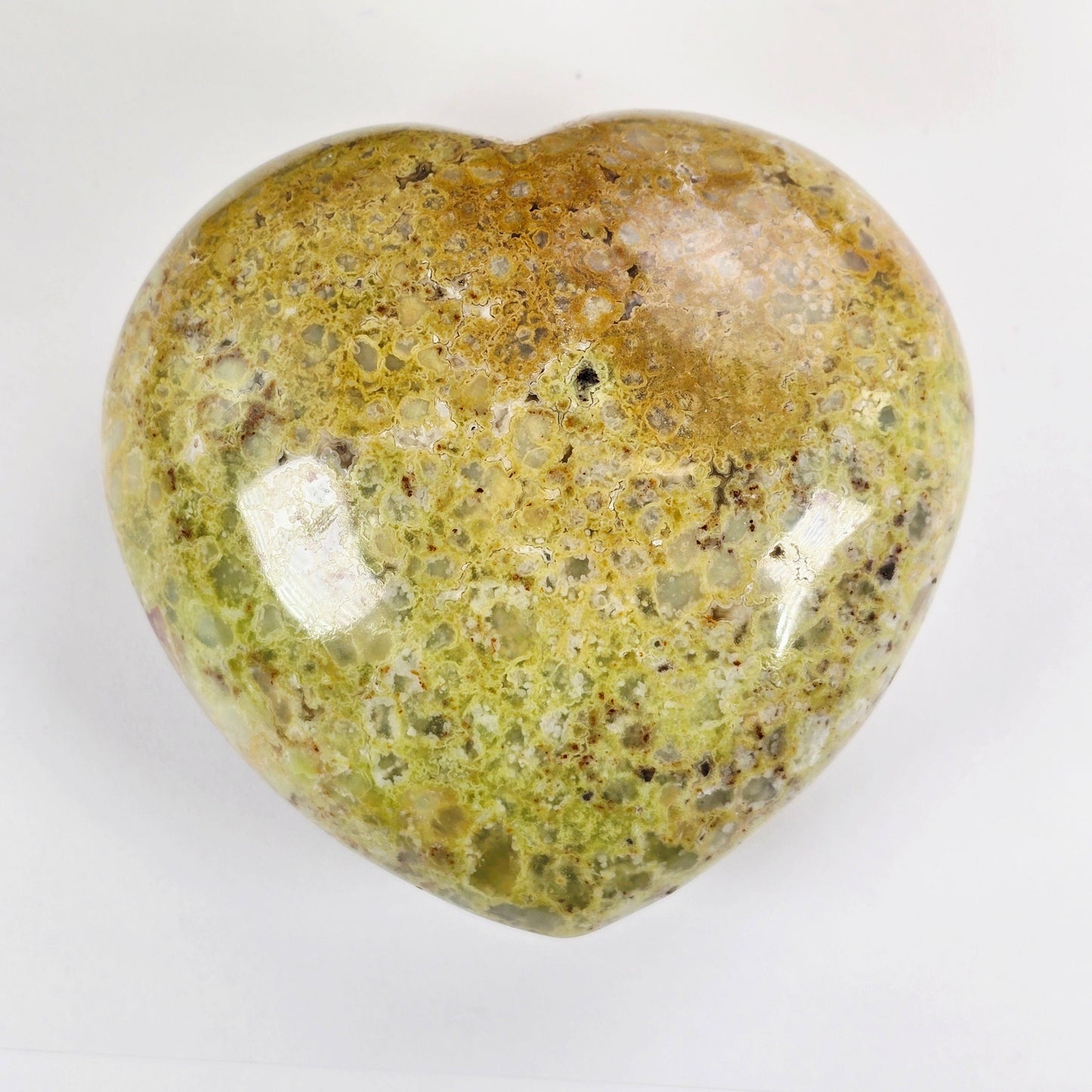 Green Pistachio Opal Crystal Heart - One-of-a-Kind #2 top view