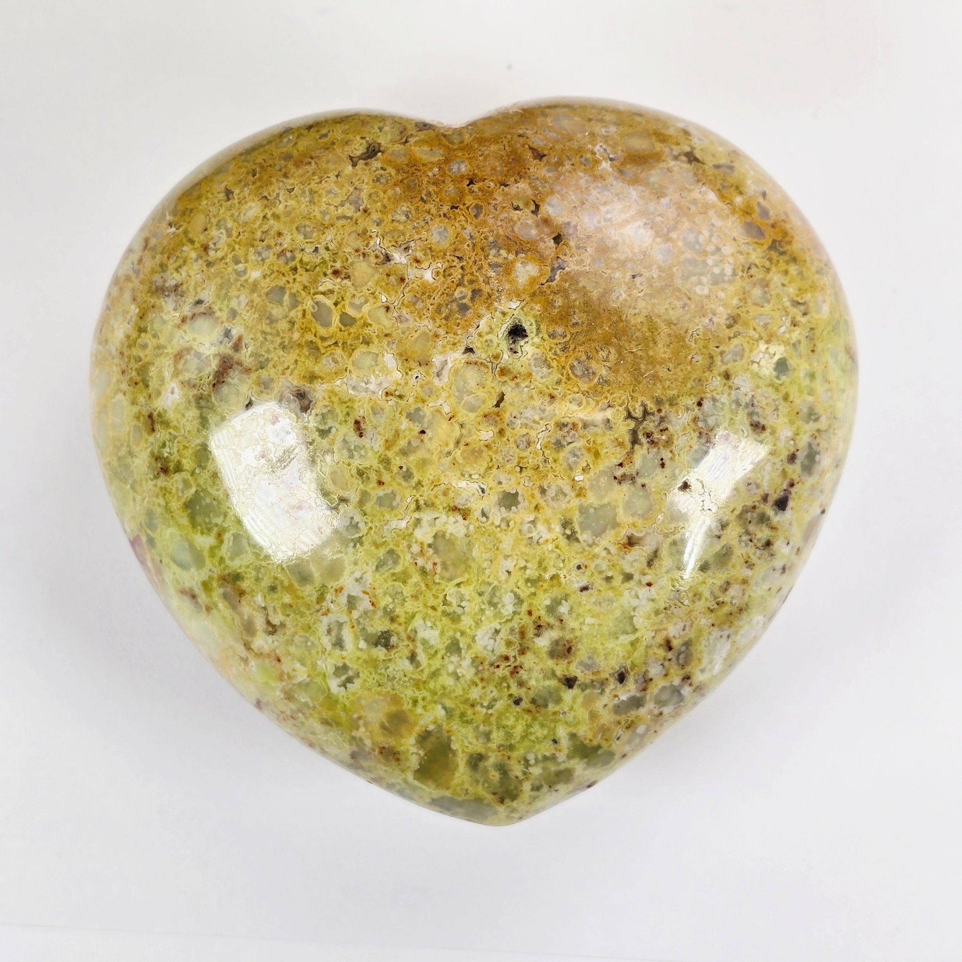 Green Pistachio Opal Crystal Heart - One-of-a-Kind #2 top view