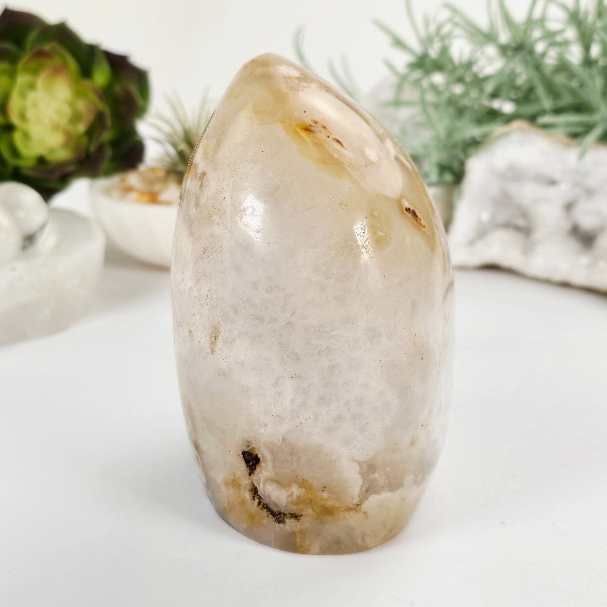 Flower Agate Crystal Cut Base - One-of-a-Kind side view