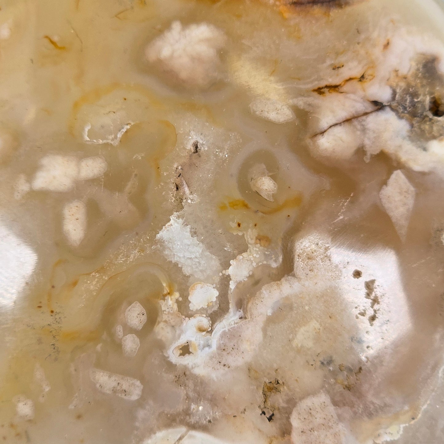 Flower Agate Crystal Cut Base - One-of-a-Kind closeup for detail