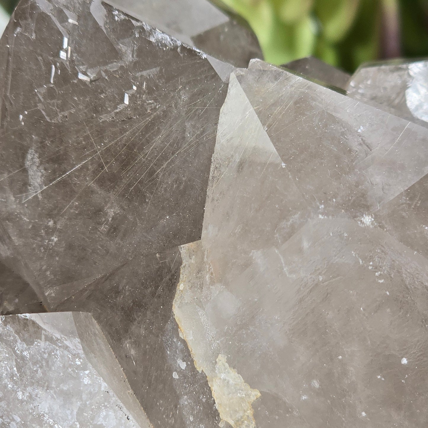 Rutilated Smokey Quartz - Large Crystal Cluster - One-of-a-Kind #2 closeup for detail