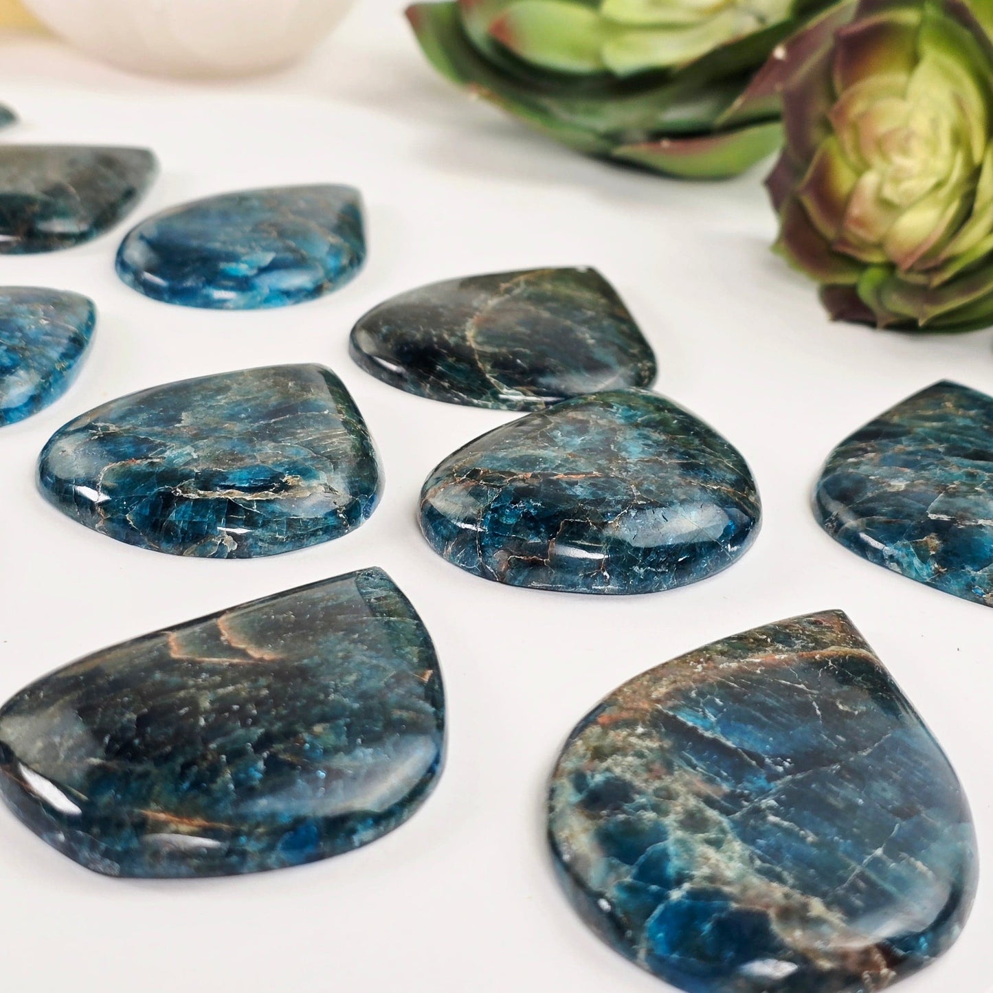 Apatite Polished Crystal Teardrop Pendant - You Choose closeup for detail side view
