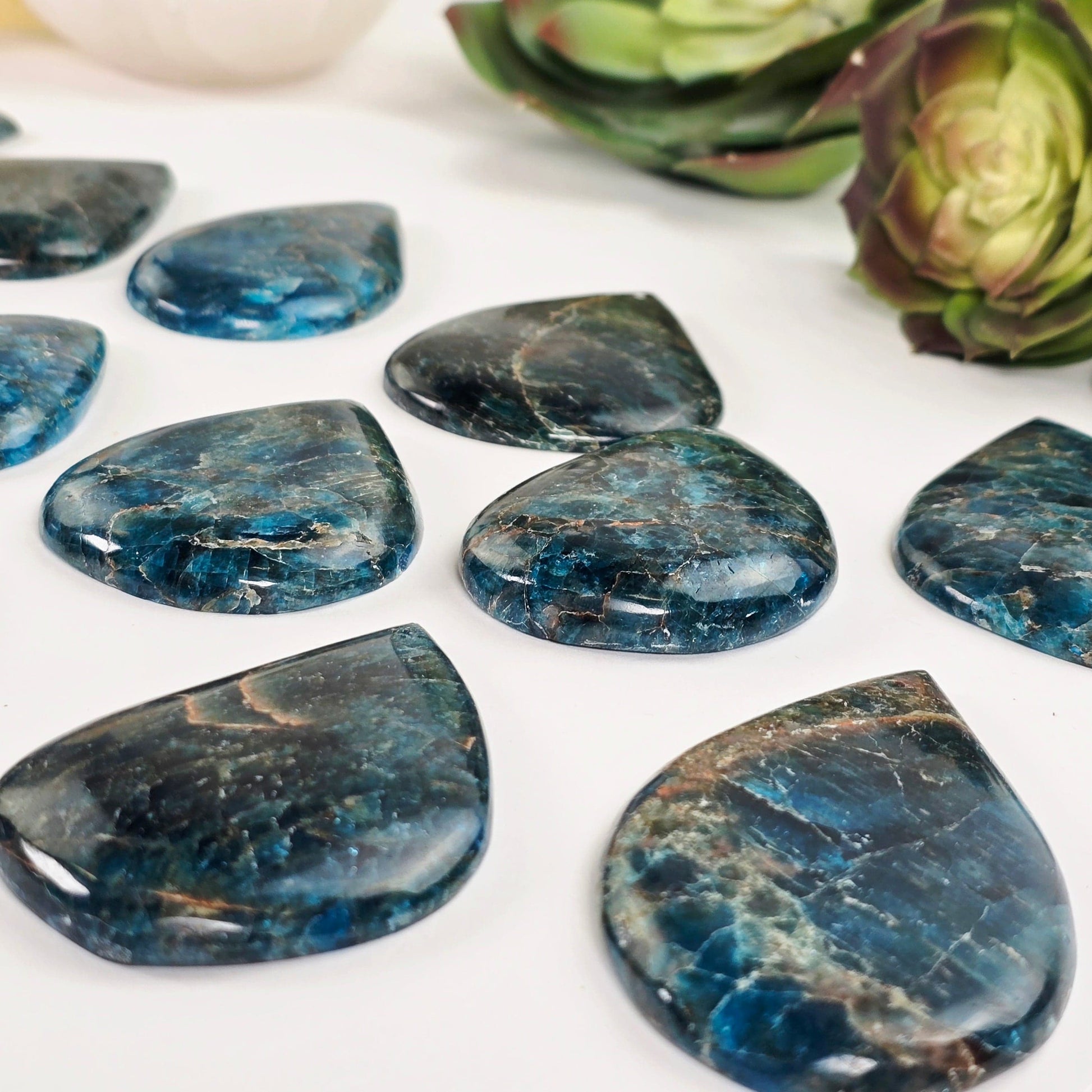 Apatite Polished Crystal Teardrop Pendant - You Choose closeup for detail side view