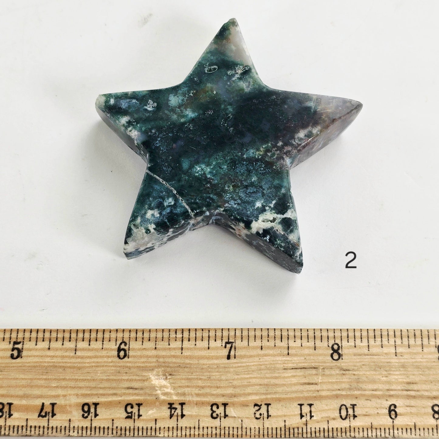 Ocean Jasper Crystal Star - You Choose variant 2 labeled with ruler for size reference