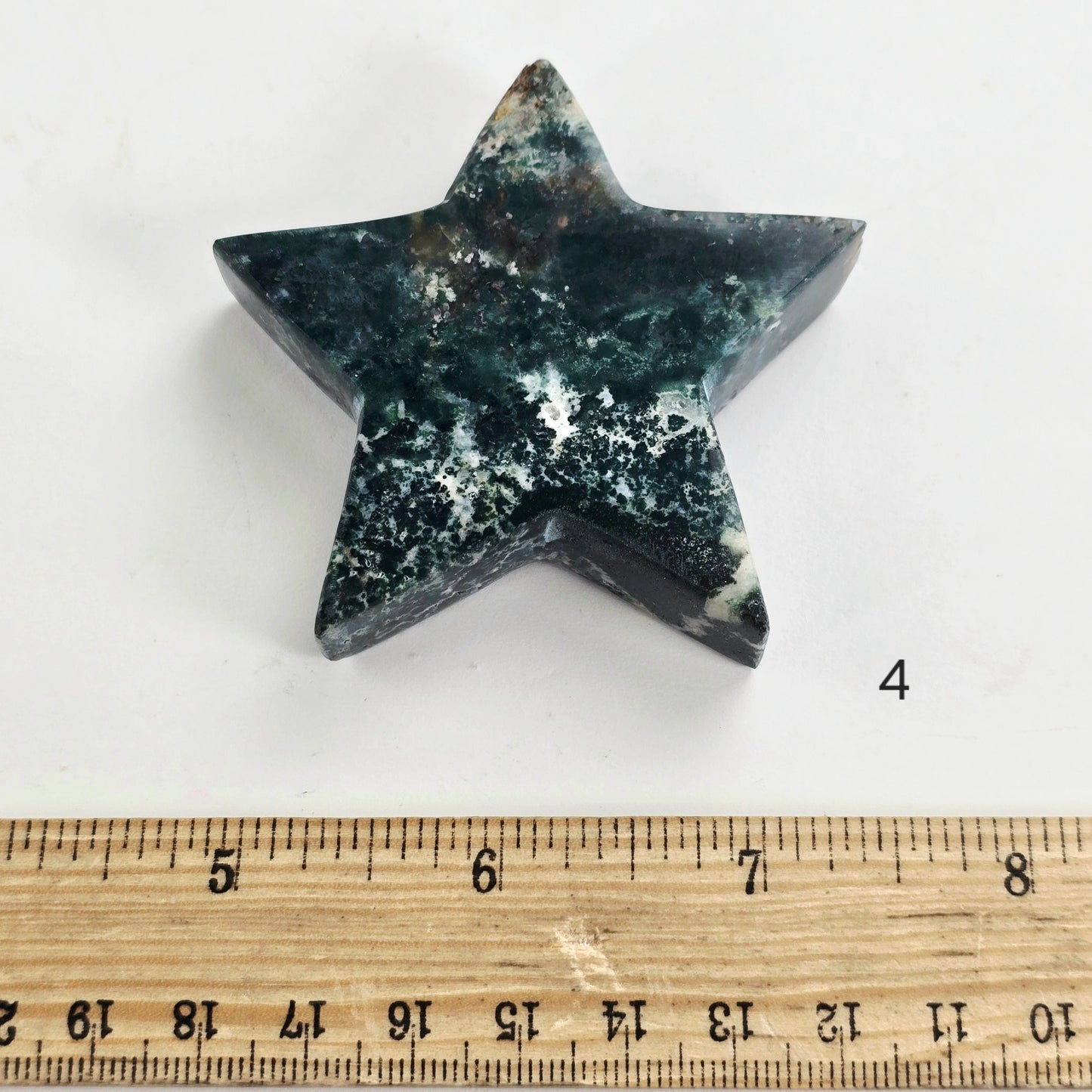 Ocean Jasper Crystal Star - You Choose variant 4 labeled with ruler for size reference 