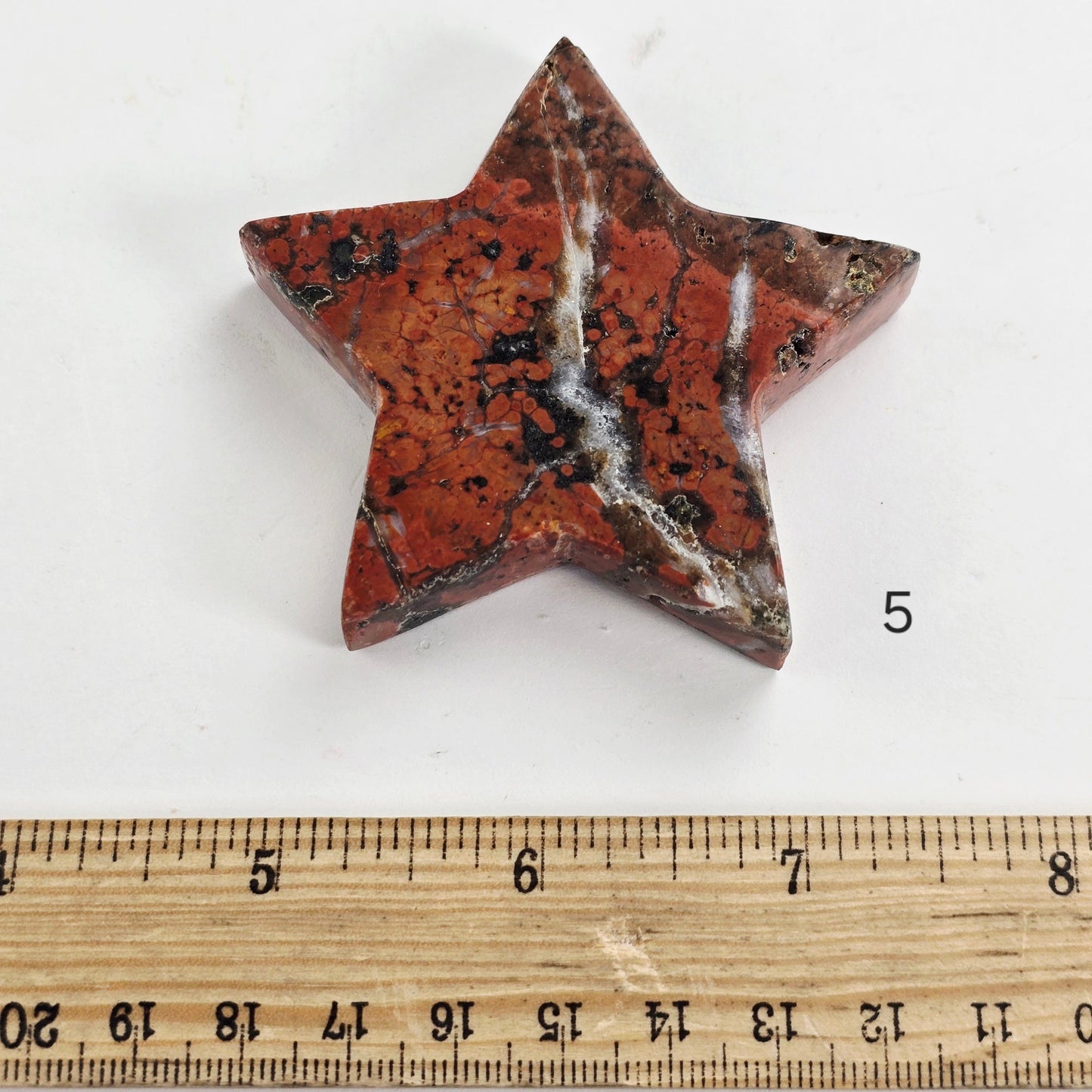 Ocean Jasper Crystal Star - You Choose variant 5 labeled with ruler for size reference