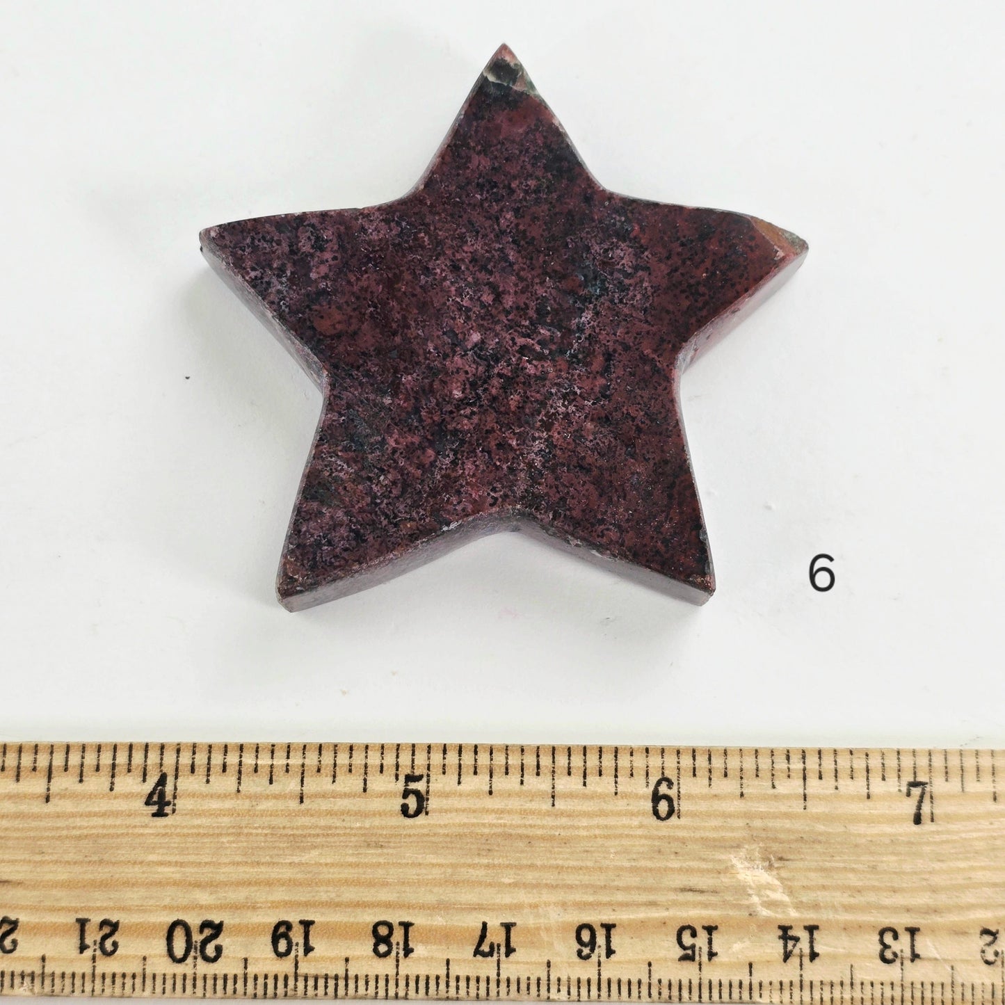 Ocean Jasper Crystal Star - You Choose variant 6 labeled with ruler for size reference