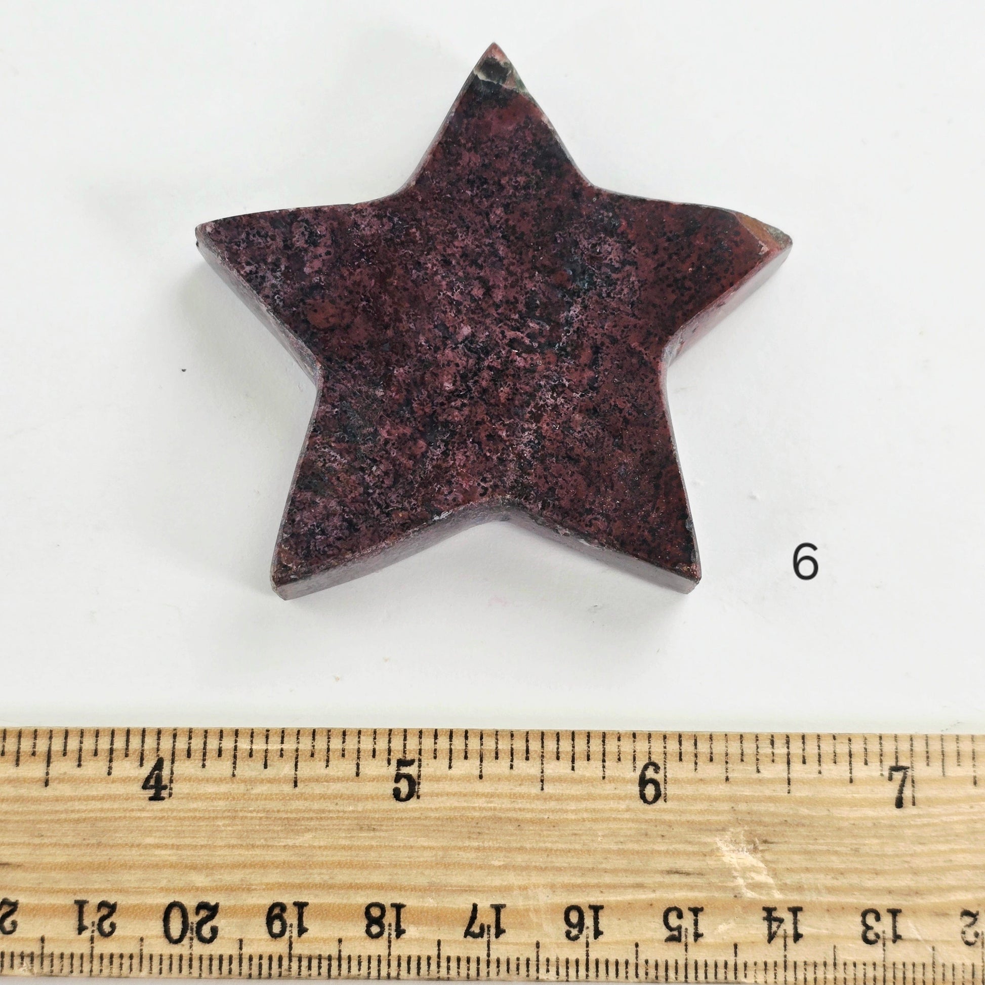 Ocean Jasper Crystal Star - You Choose variant 6 labeled with ruler for size reference