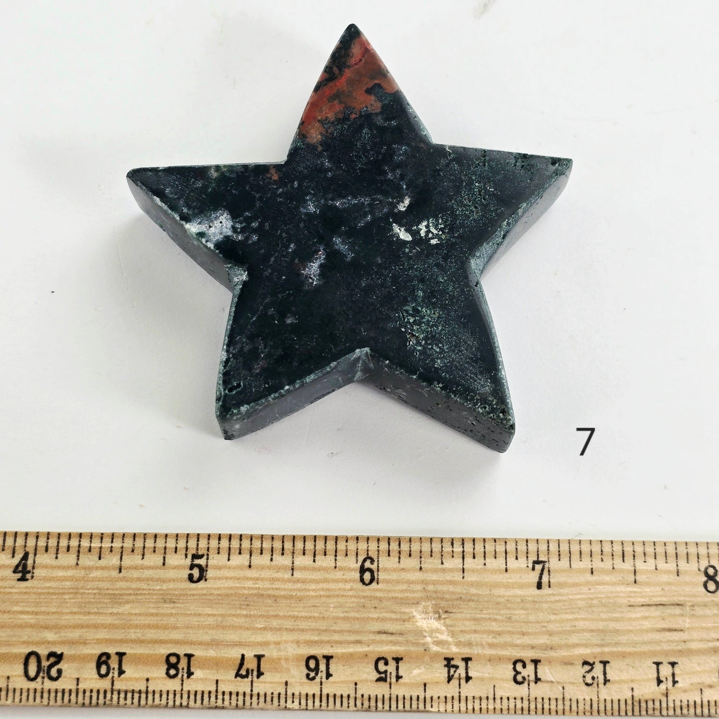 Ocean Jasper Crystal Star - You Choose variant 7 labeled with ruler for size reference