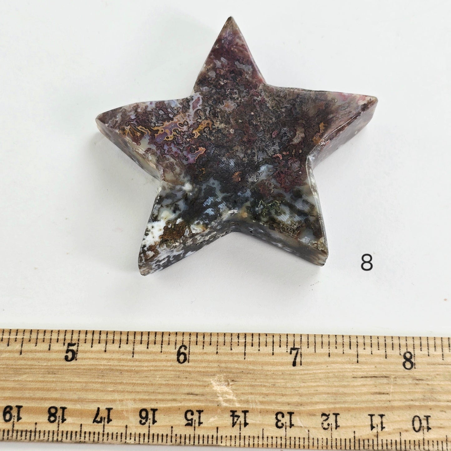 Ocean Jasper Crystal Star - You Choose variant 8 labeled with ruler for size reference