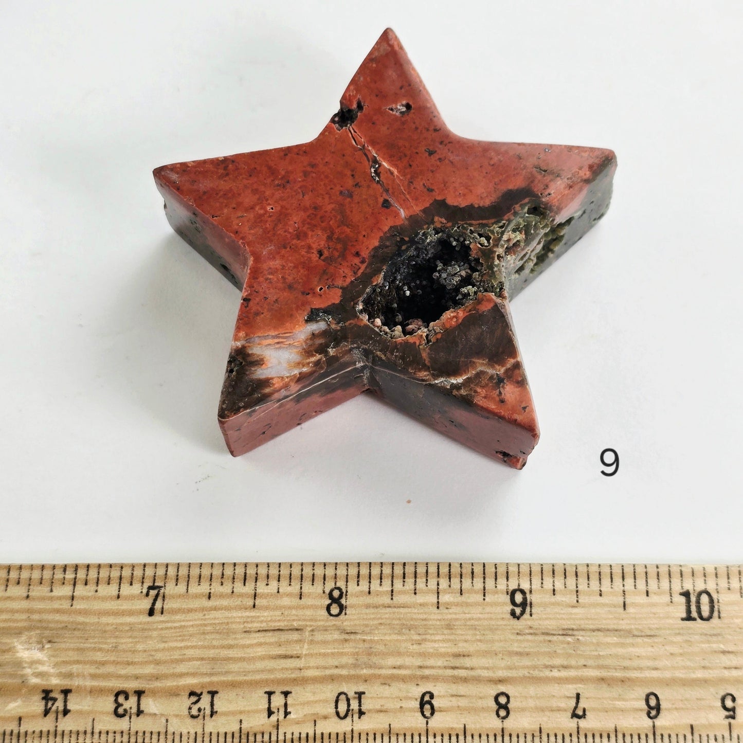 Ocean Jasper Crystal Star - You Choose variant 9 labeled with ruler for size reference