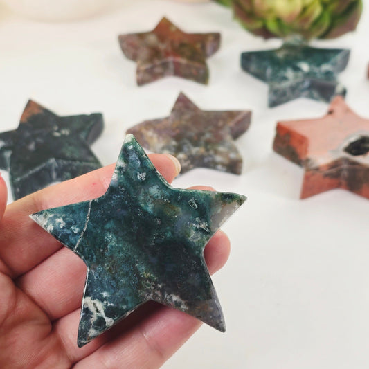 Ocean Jasper Crystal Star - You Choose one variant in hand with other variants in the background
