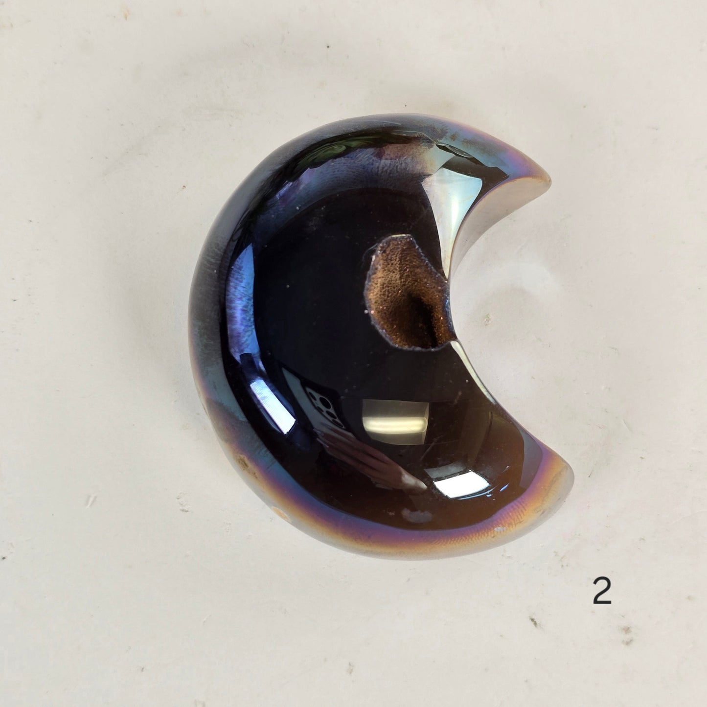 Mystic Blue Titanium Coated Agate Geode Crystal Moon - You Choose variant 2 labeled