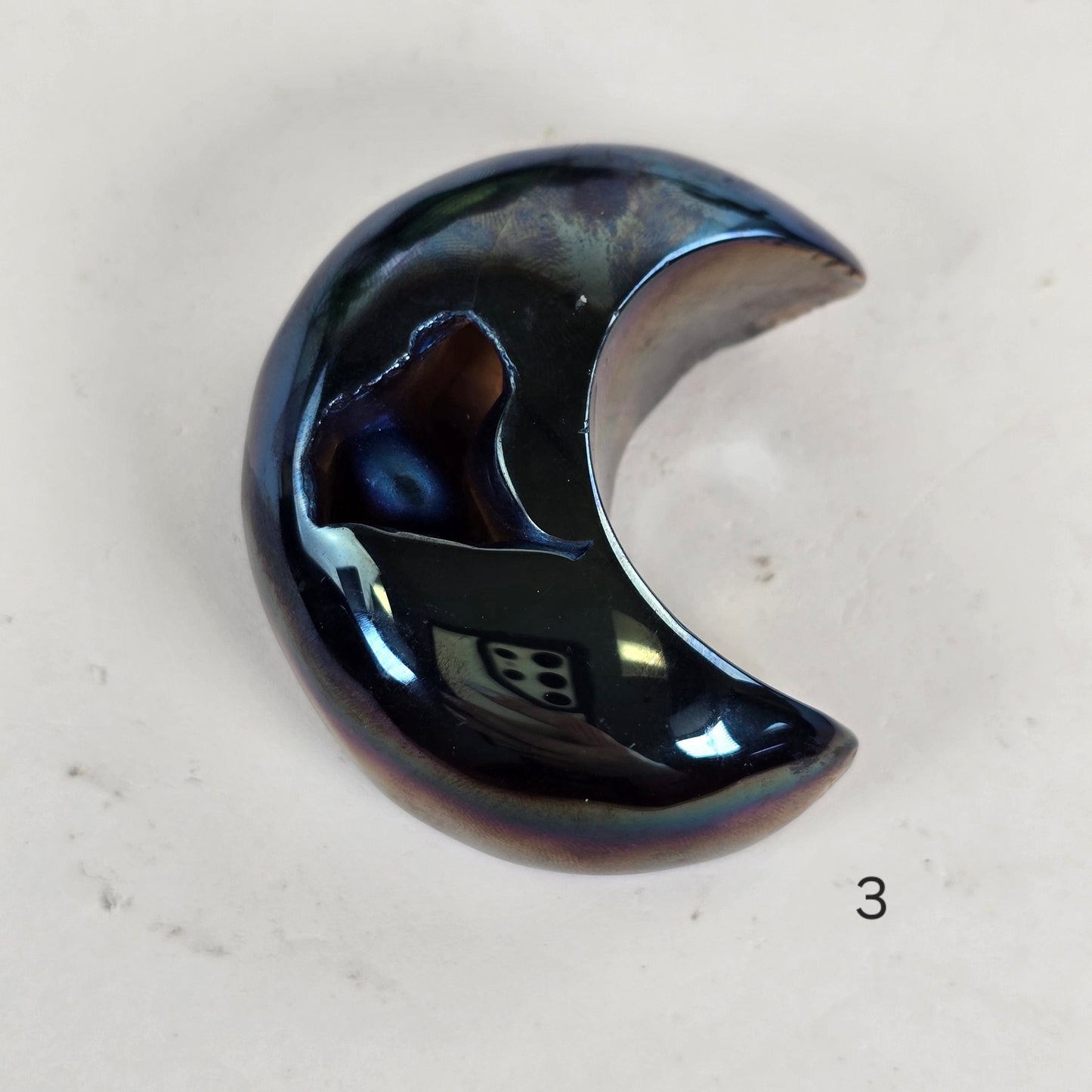 Mystic Blue Titanium Coated Agate Geode Crystal Moon - You Choose variant 3 labeled