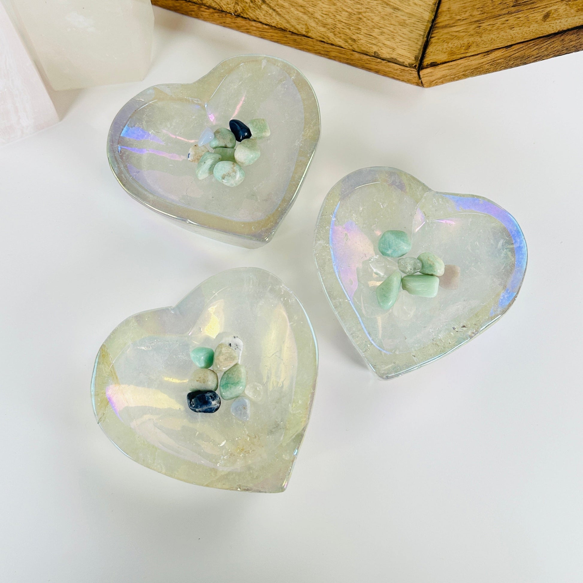 crystal quartz with decorations in the background