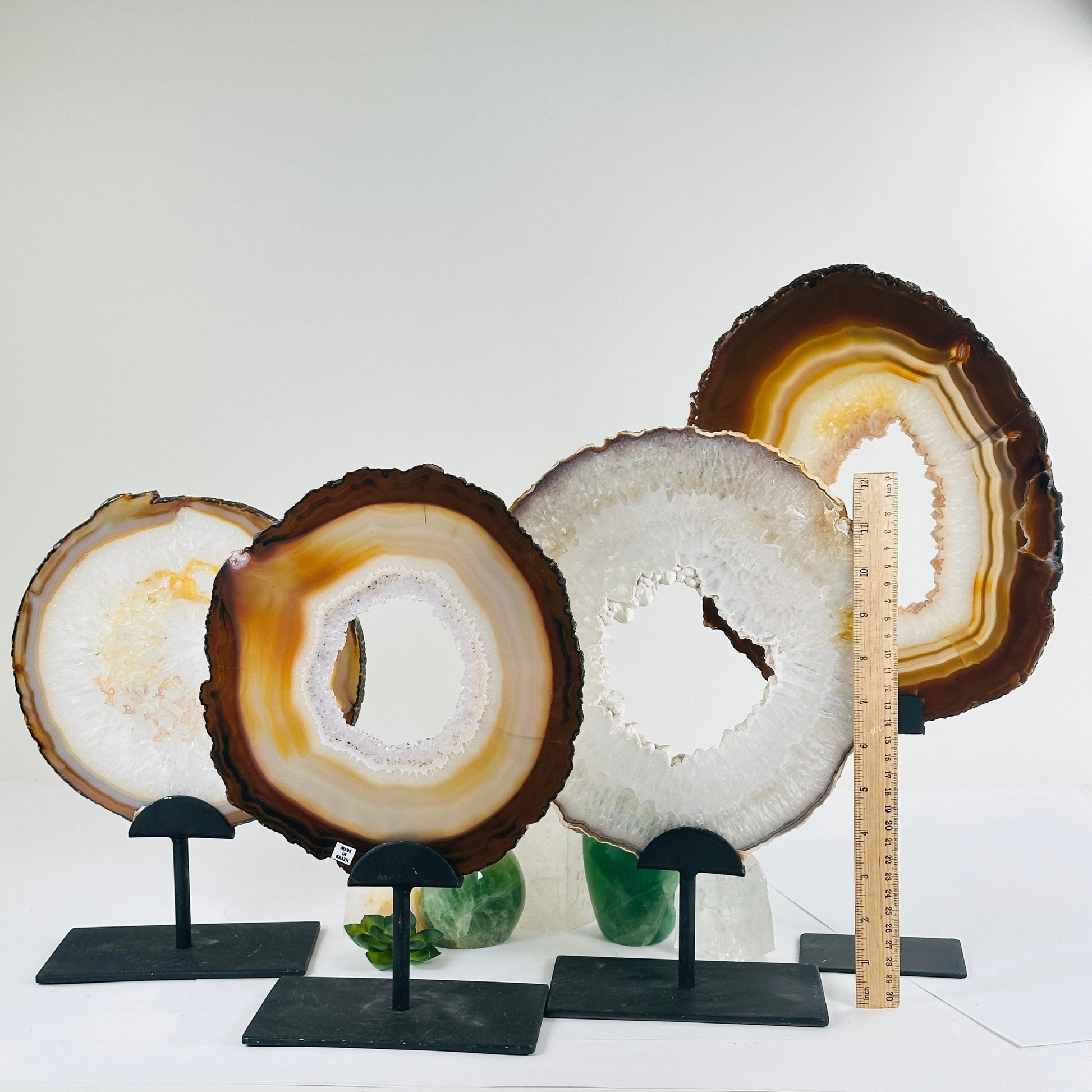 Agate Crystal Slice on Metal Stand - You Choose all variants with ruler for size reference