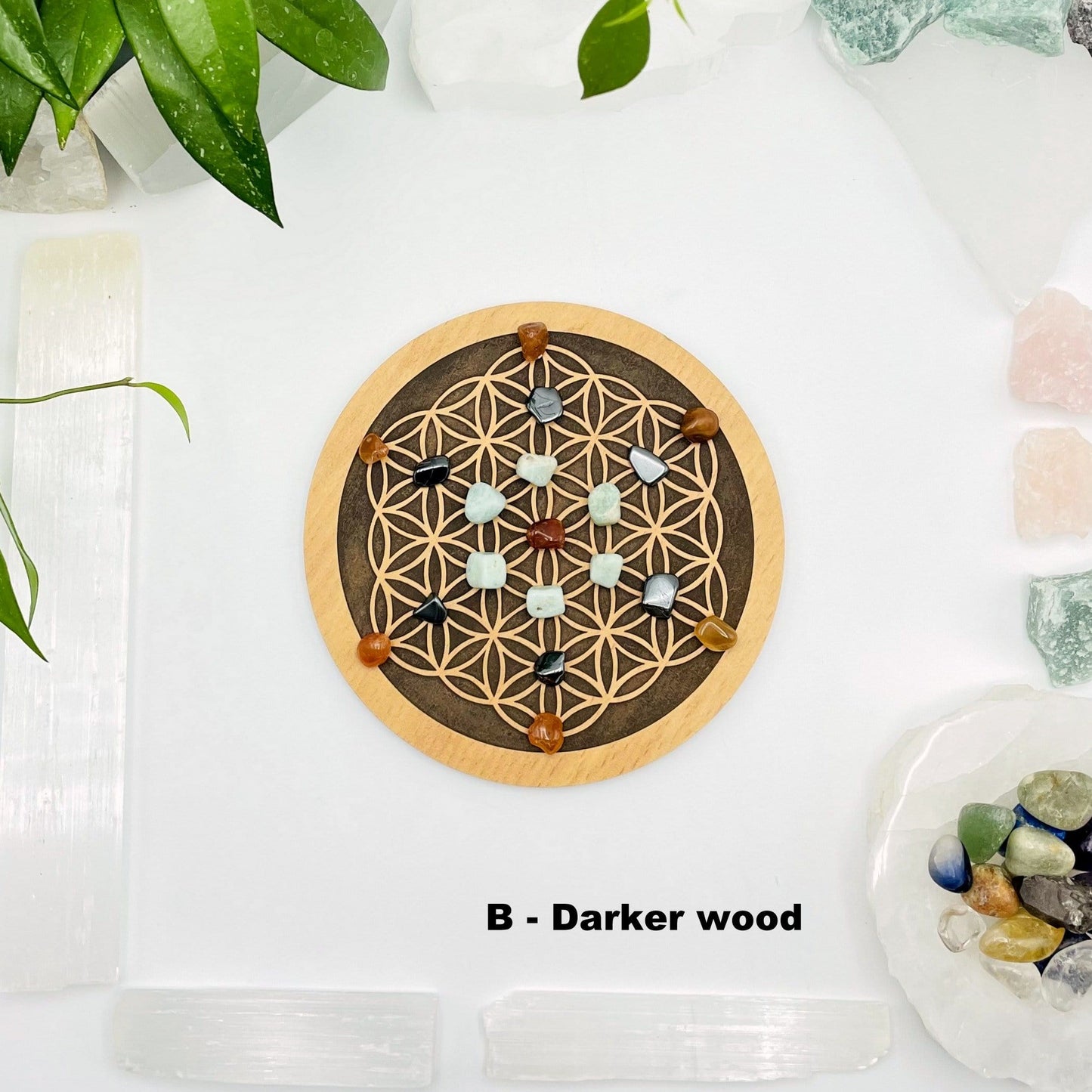 crystal grid with stones on it
