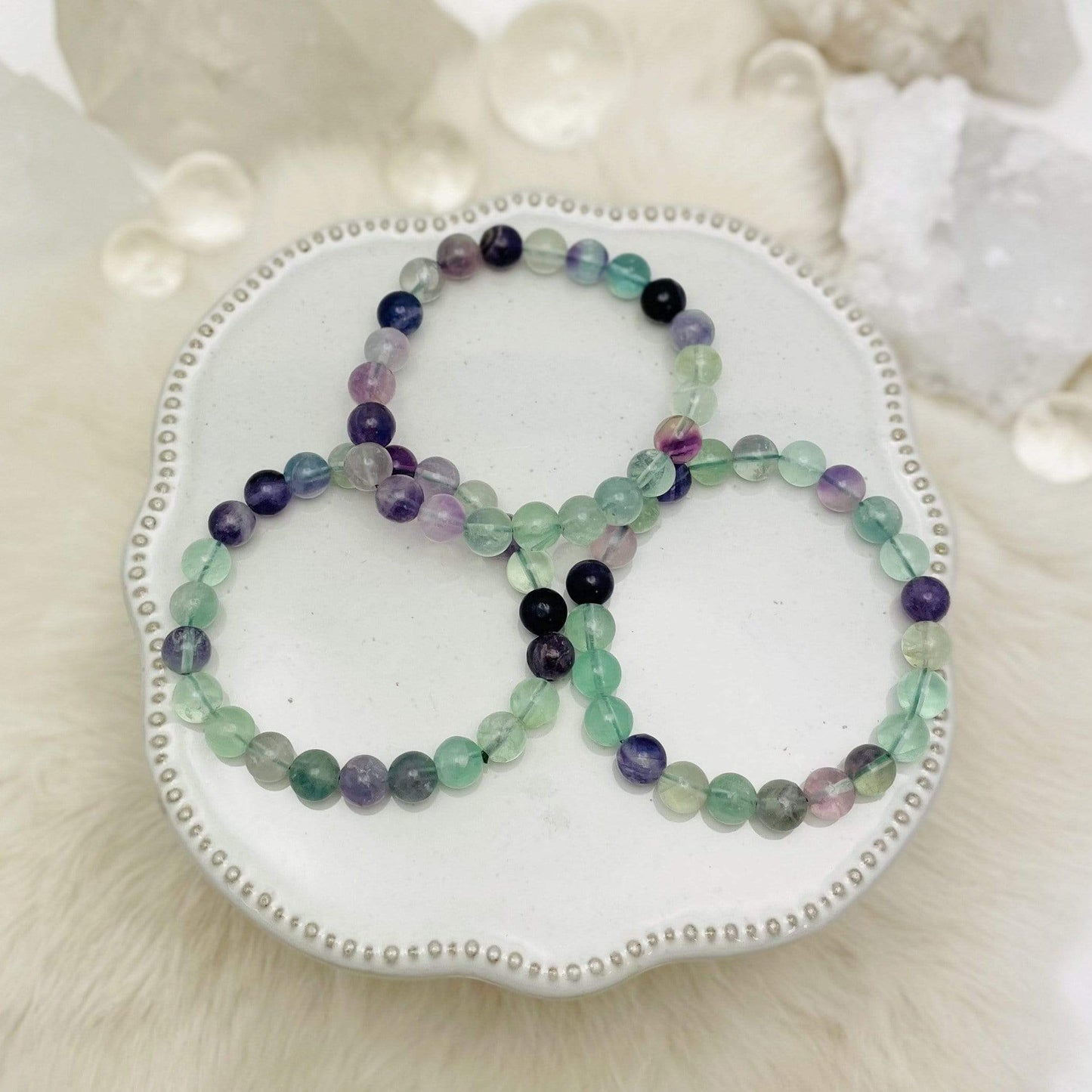bracelets displayed to show the different color shades 