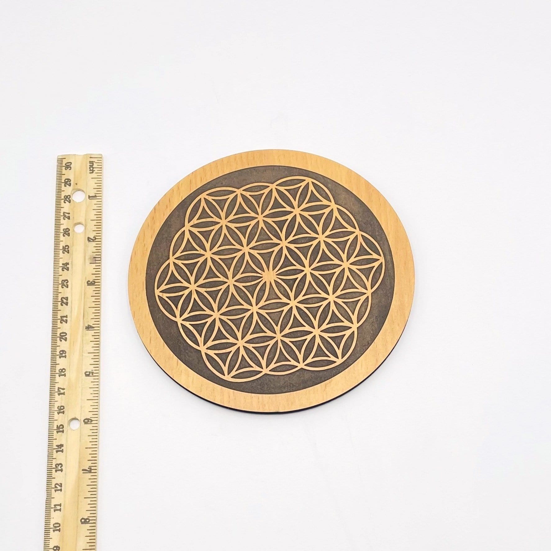 crystal grid next to a ruler