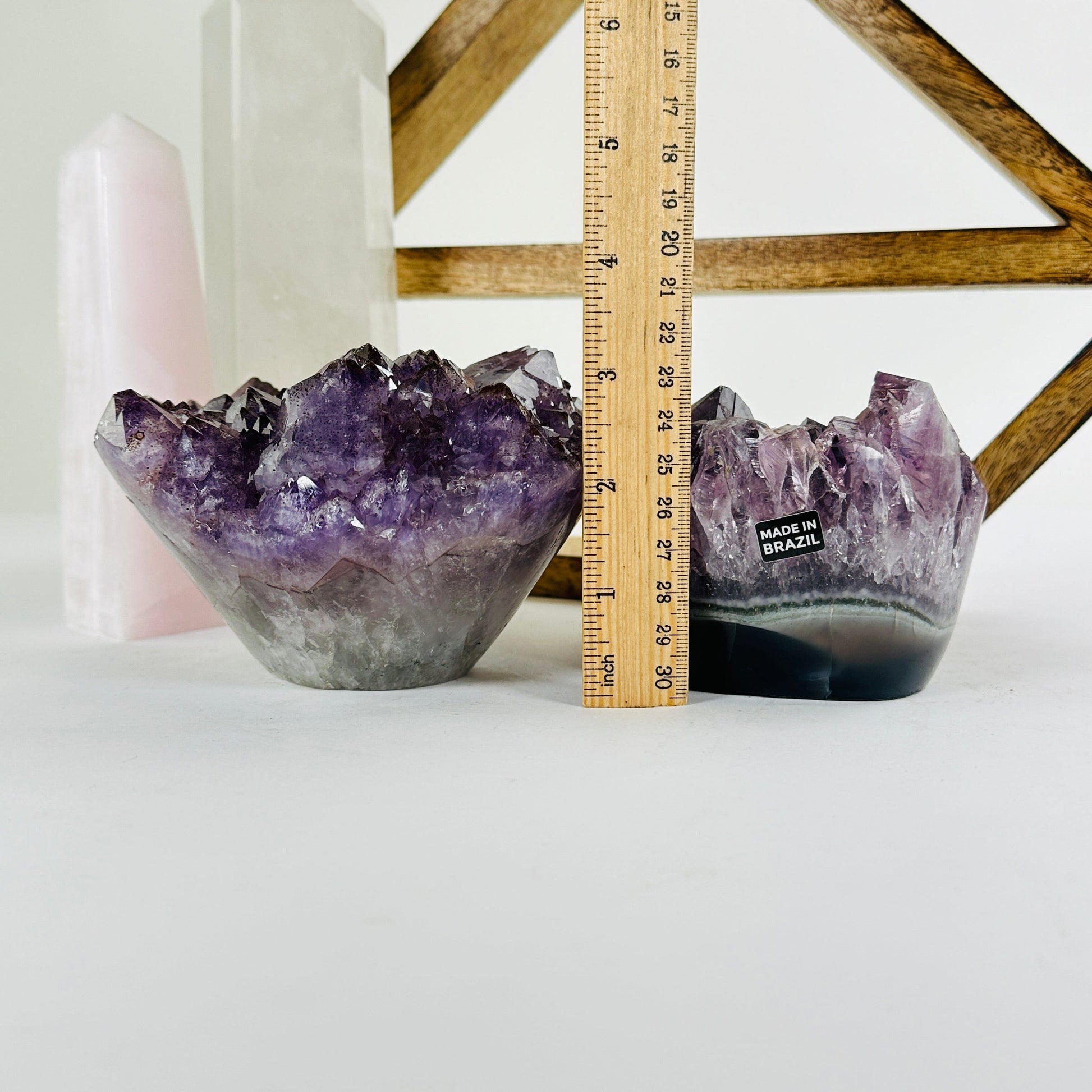 amethyst with decorations in the background