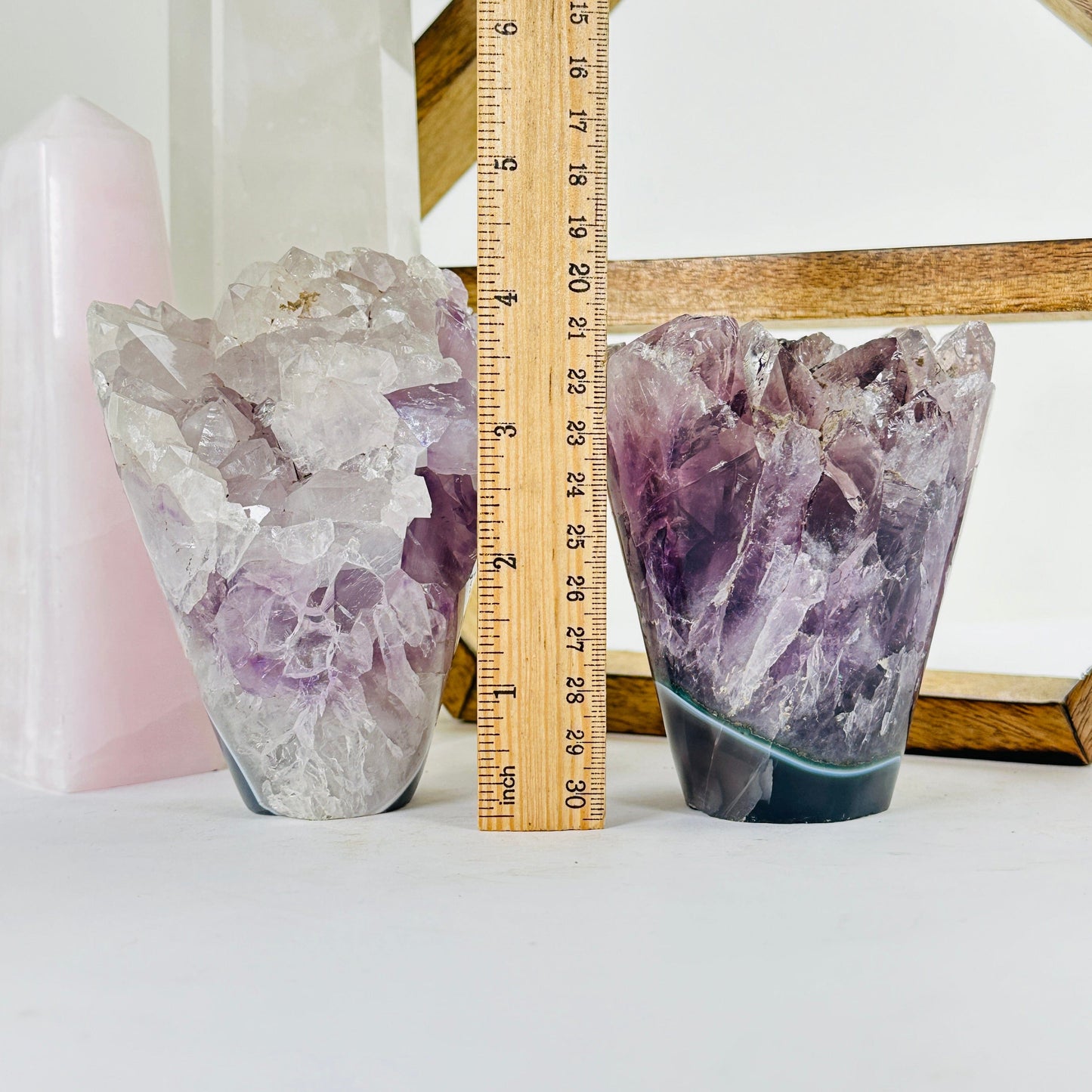 amethyst with decorations in the background