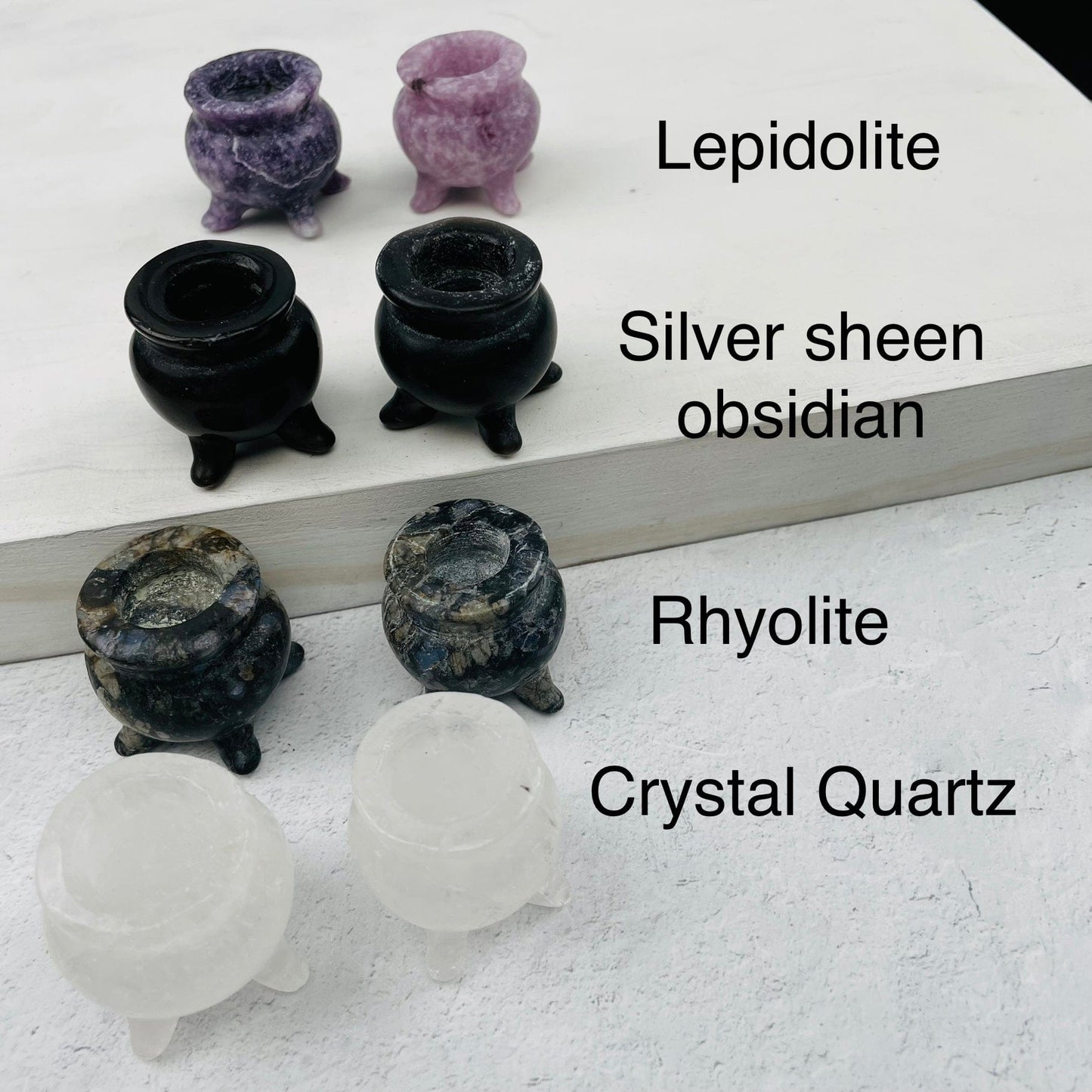 cauldrons next to their crystal name