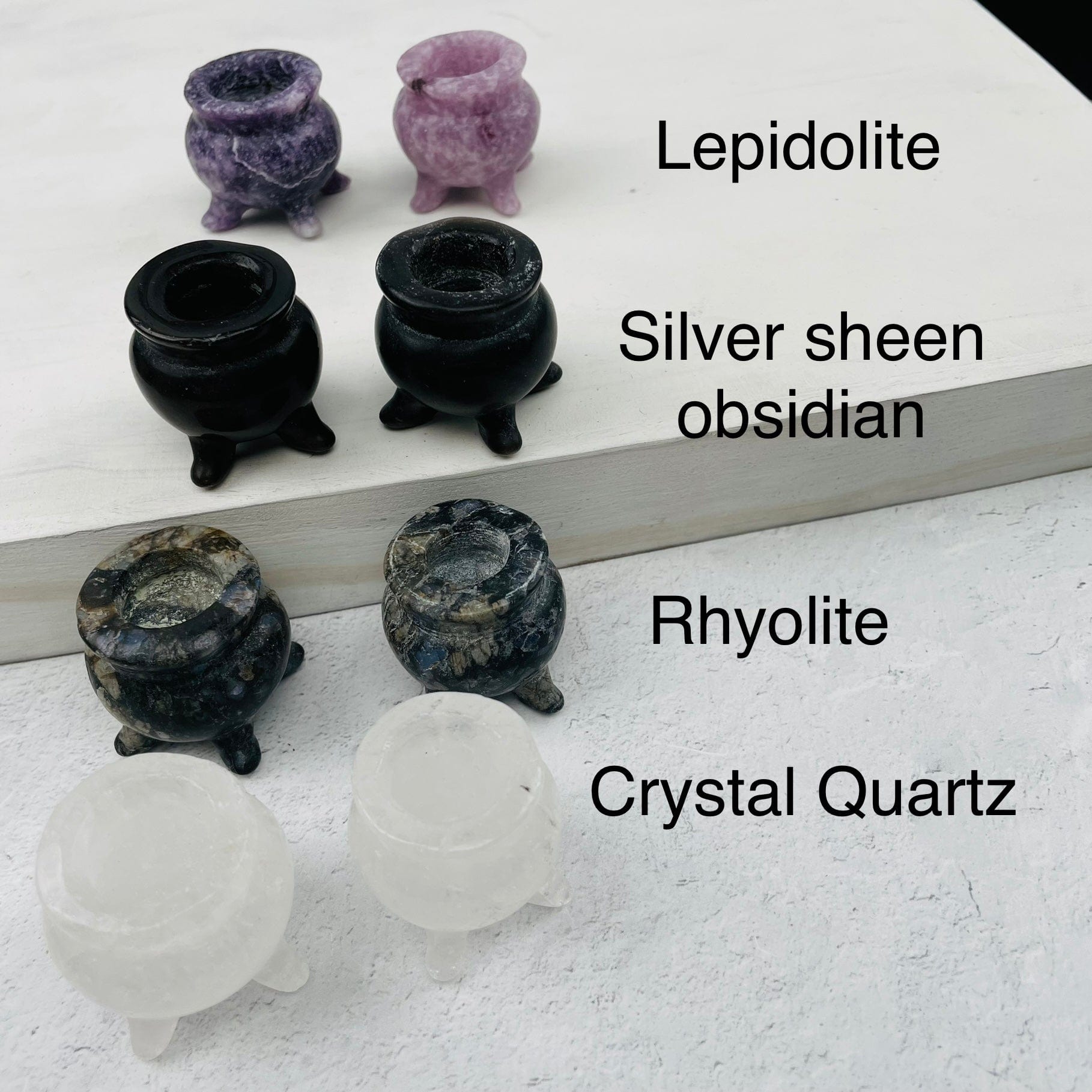 cauldrons next to their crystal name