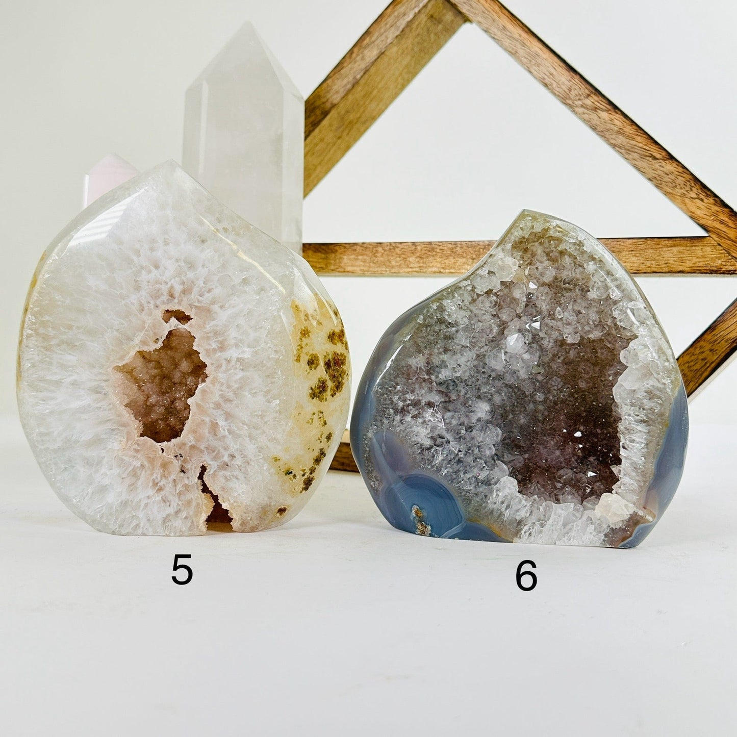amethyst with decorations in the background