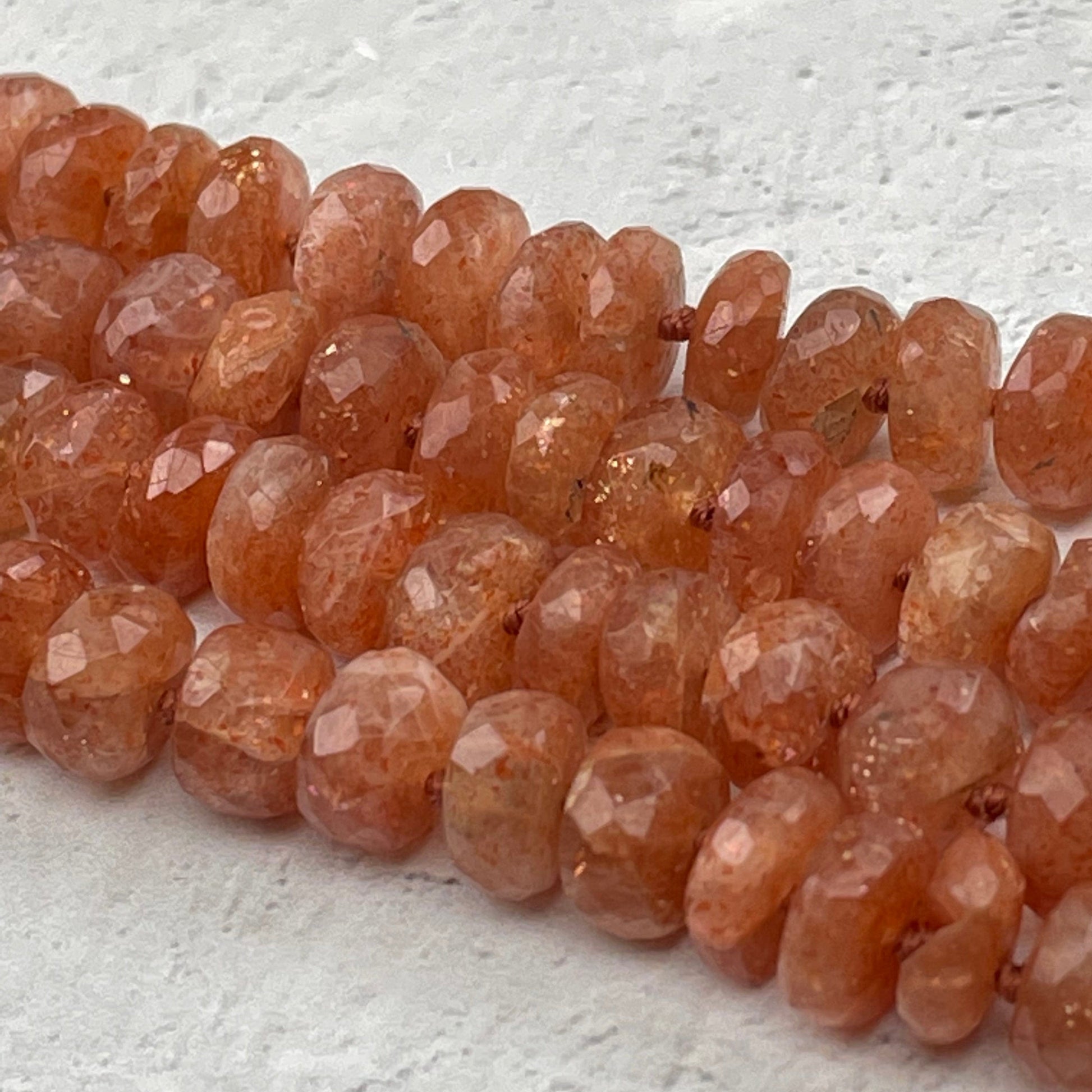 close up of the faceted beads 