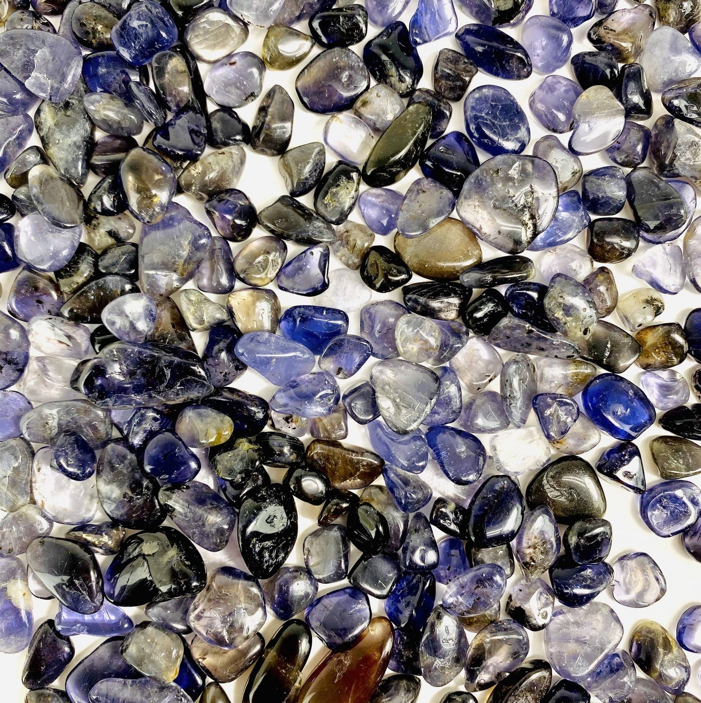 1lb Bag of Iolite Chips up close showing color and shape