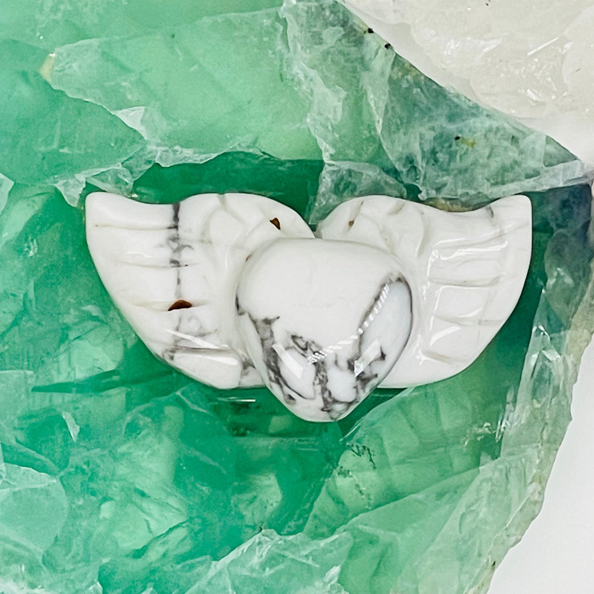 white howlite gemstone displayed as home decor 