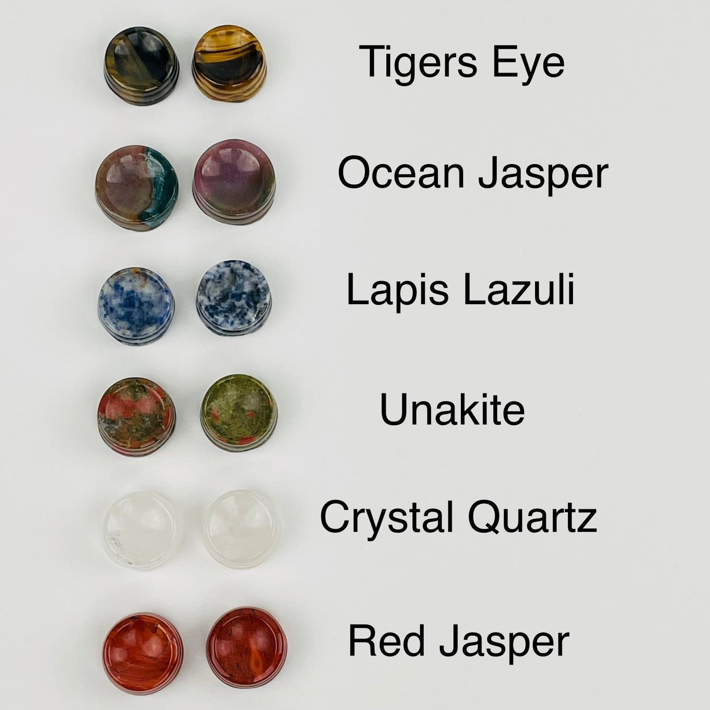 sphere holder next to its crystal name 
