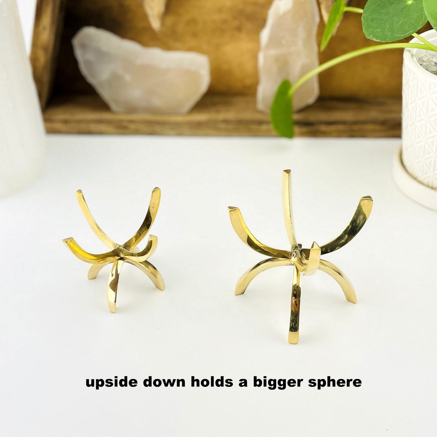 brass stands on a table