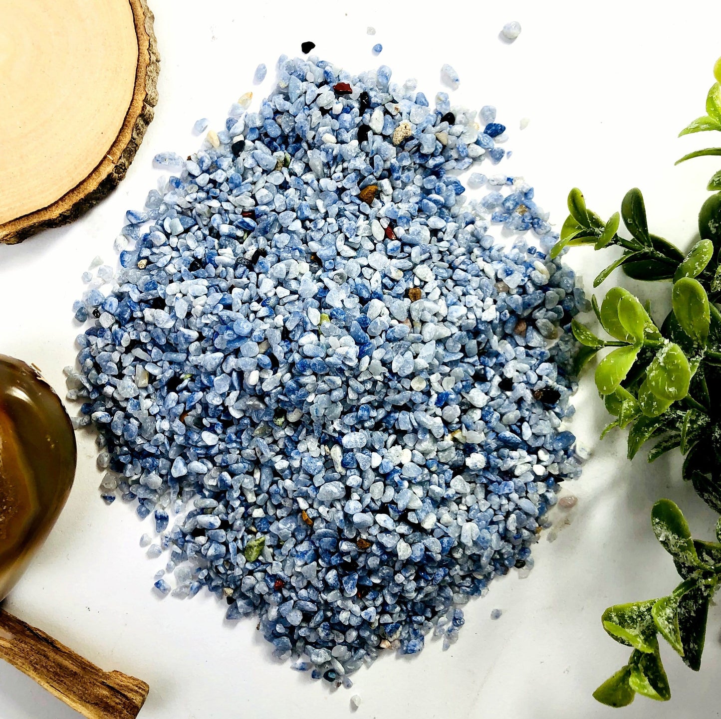 Blue Quartz Tiny Chip Stones  - Blue Gemstones -One Pound bag (TS-202B)