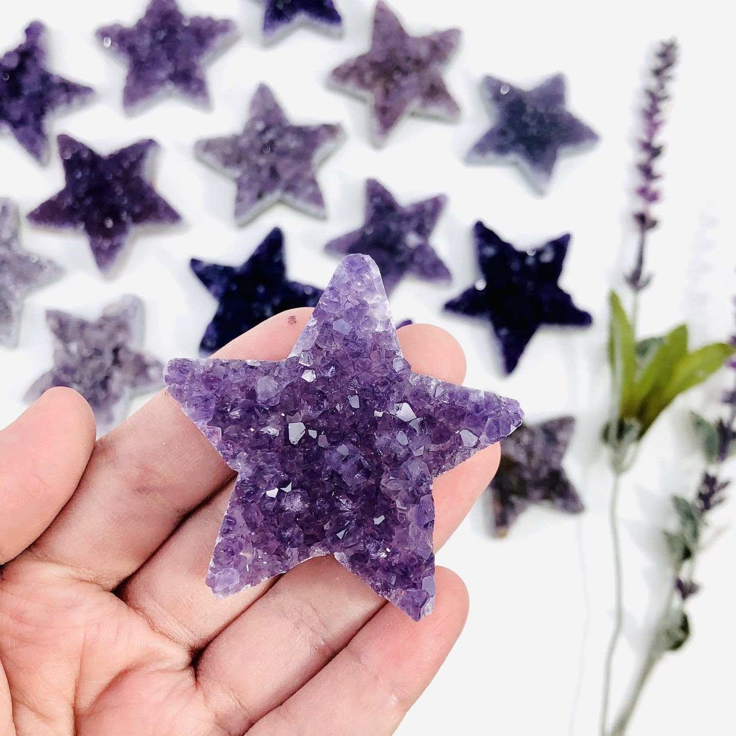 Amethyst Druzy Star in a hand