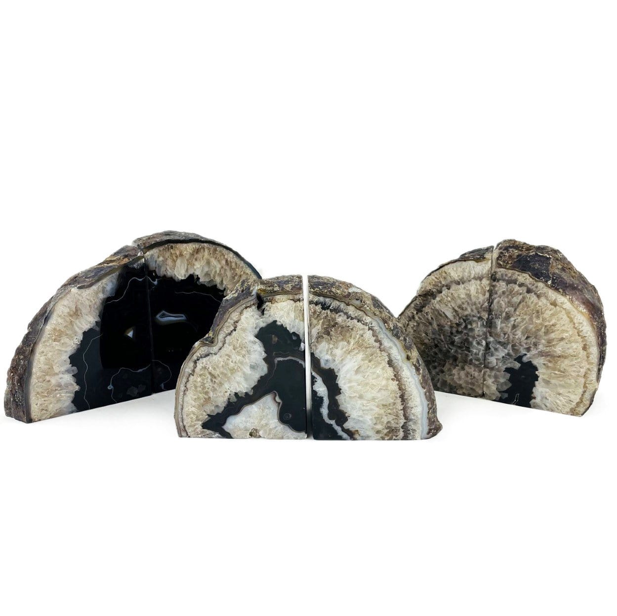 3 Black Agate Bookend Pairs