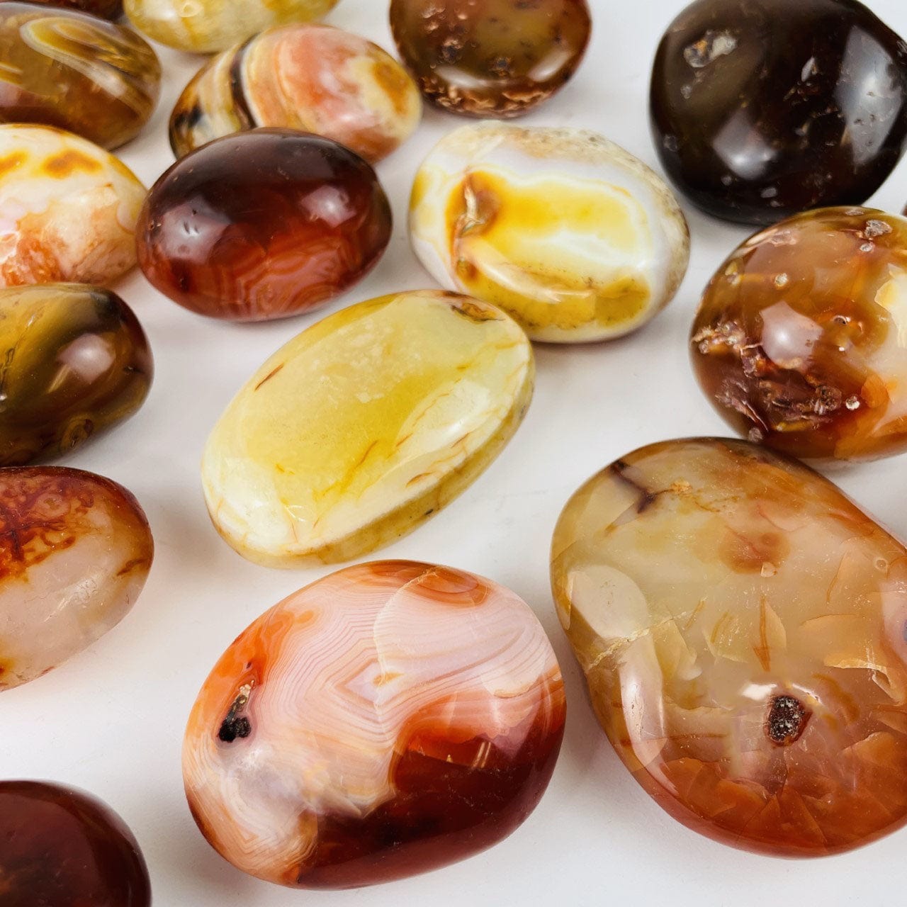 Carnelian Agate Tumbled Stone up closer