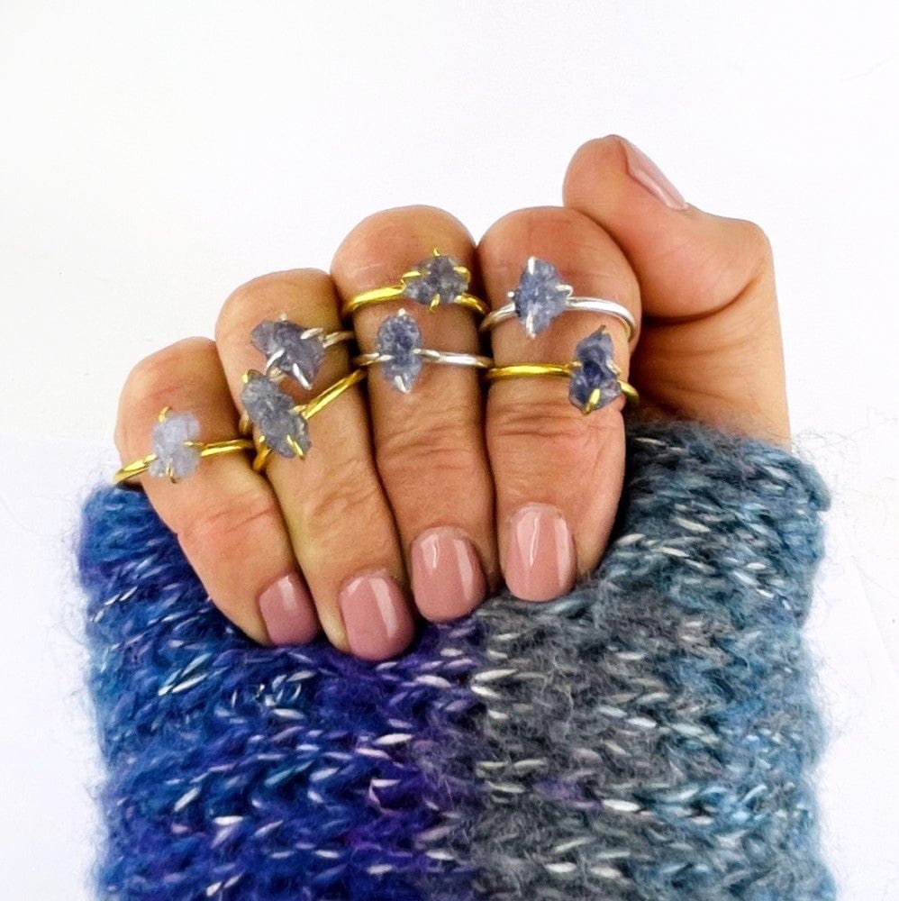 close up of the details on the tanzanite rings 
