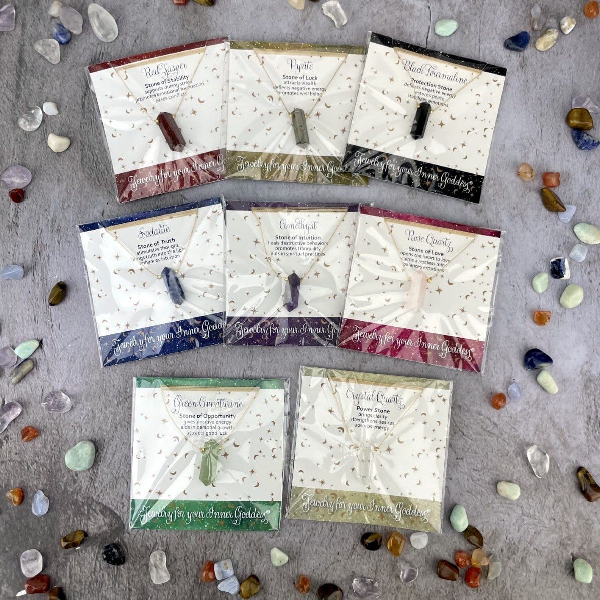 necklaces come on an information card 