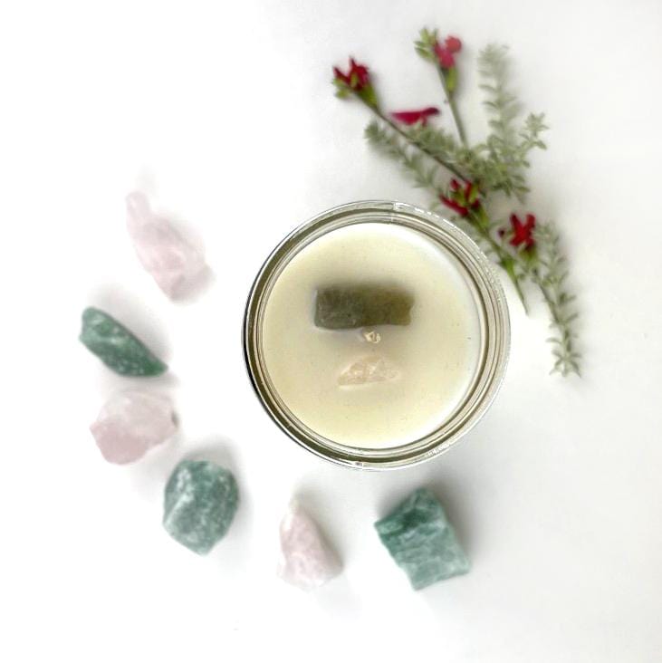 close up of the crystals within the candle 