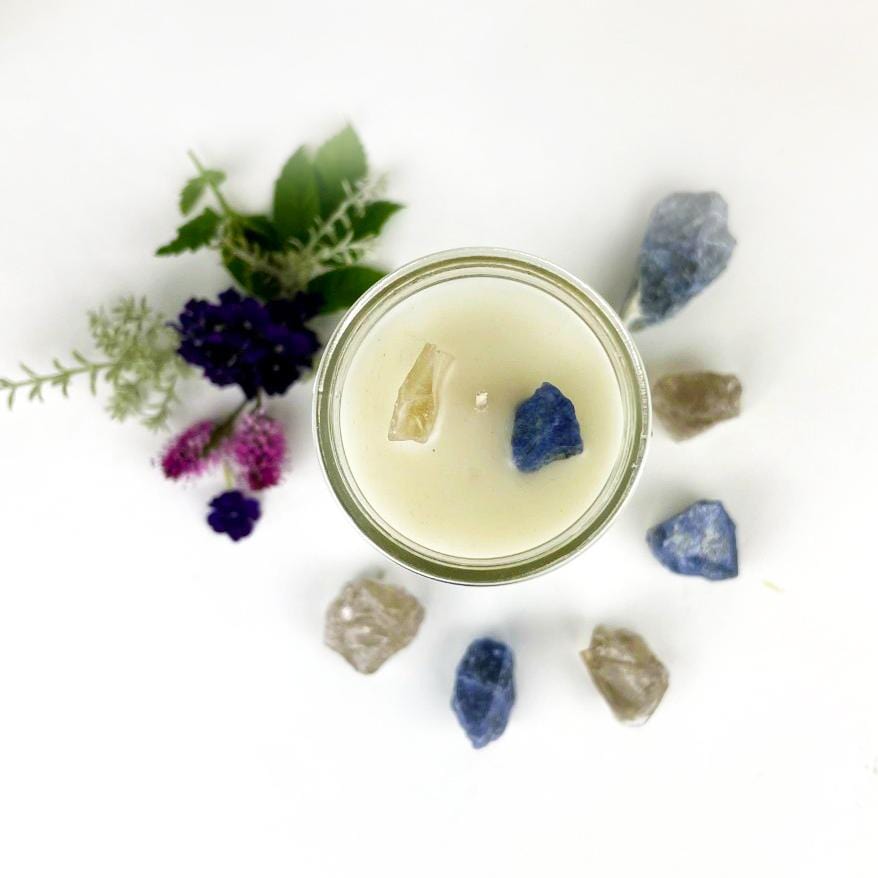 close up of the crystals in the release candle 