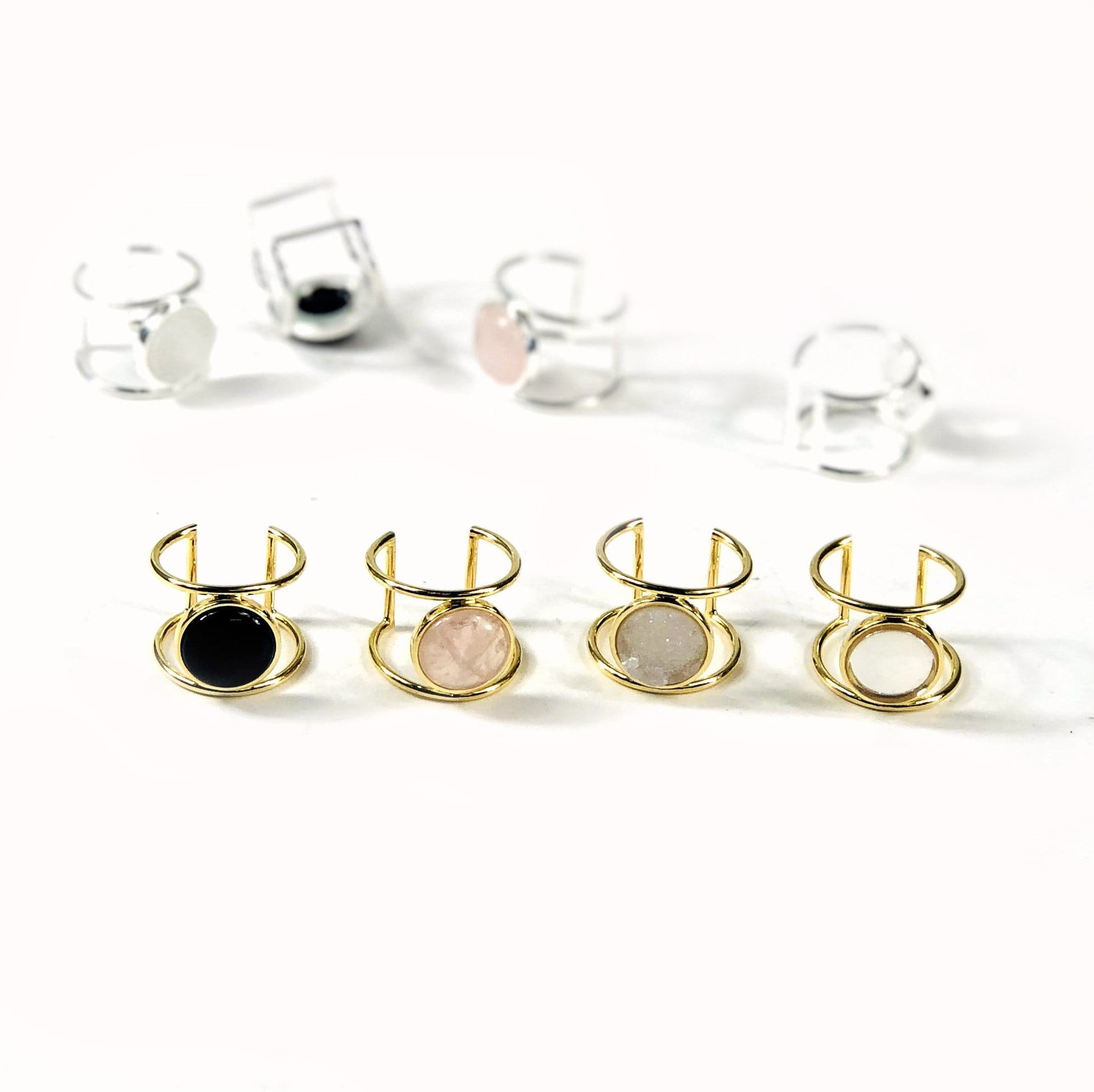 Gold and silver Gemstones come in black onyx rose quartz white druzy crystal quartz