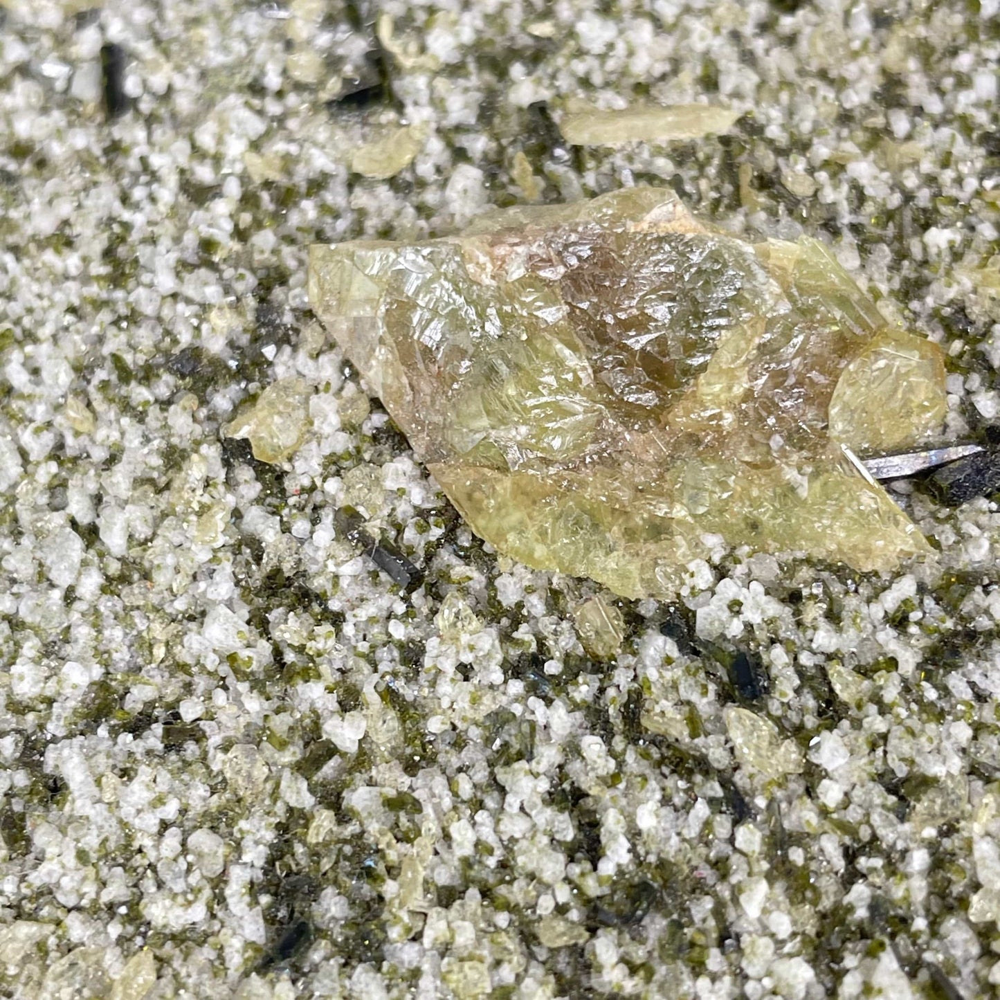 Epidote Crystal Cluster on Matrix - One-of-a-Kind #1 closeup for detail