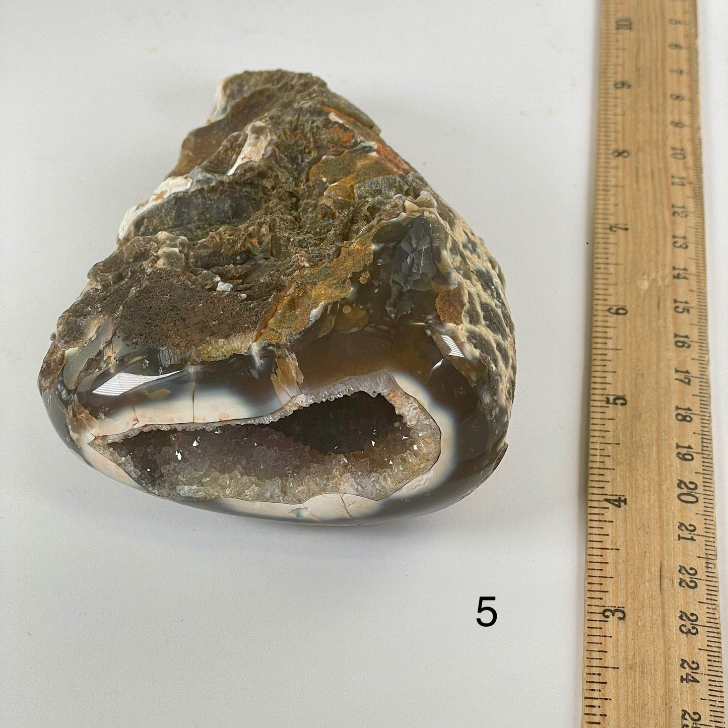 Agate Geode Half - Natural Crystal Geode - You Choose #4 variant 5 with ruler for size reference